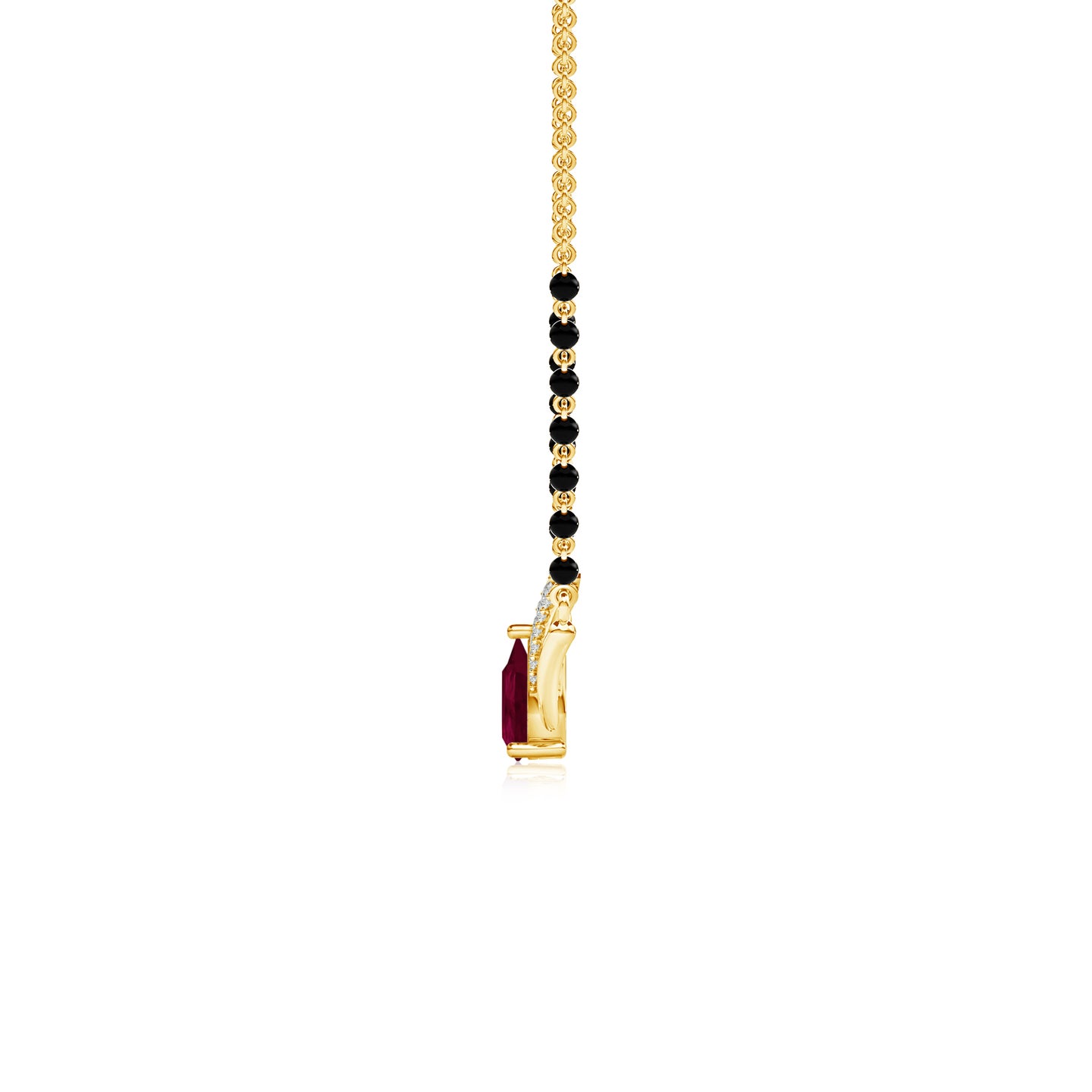 Natural Ruby Teardrop with Natural Diamond V Mangalsutra