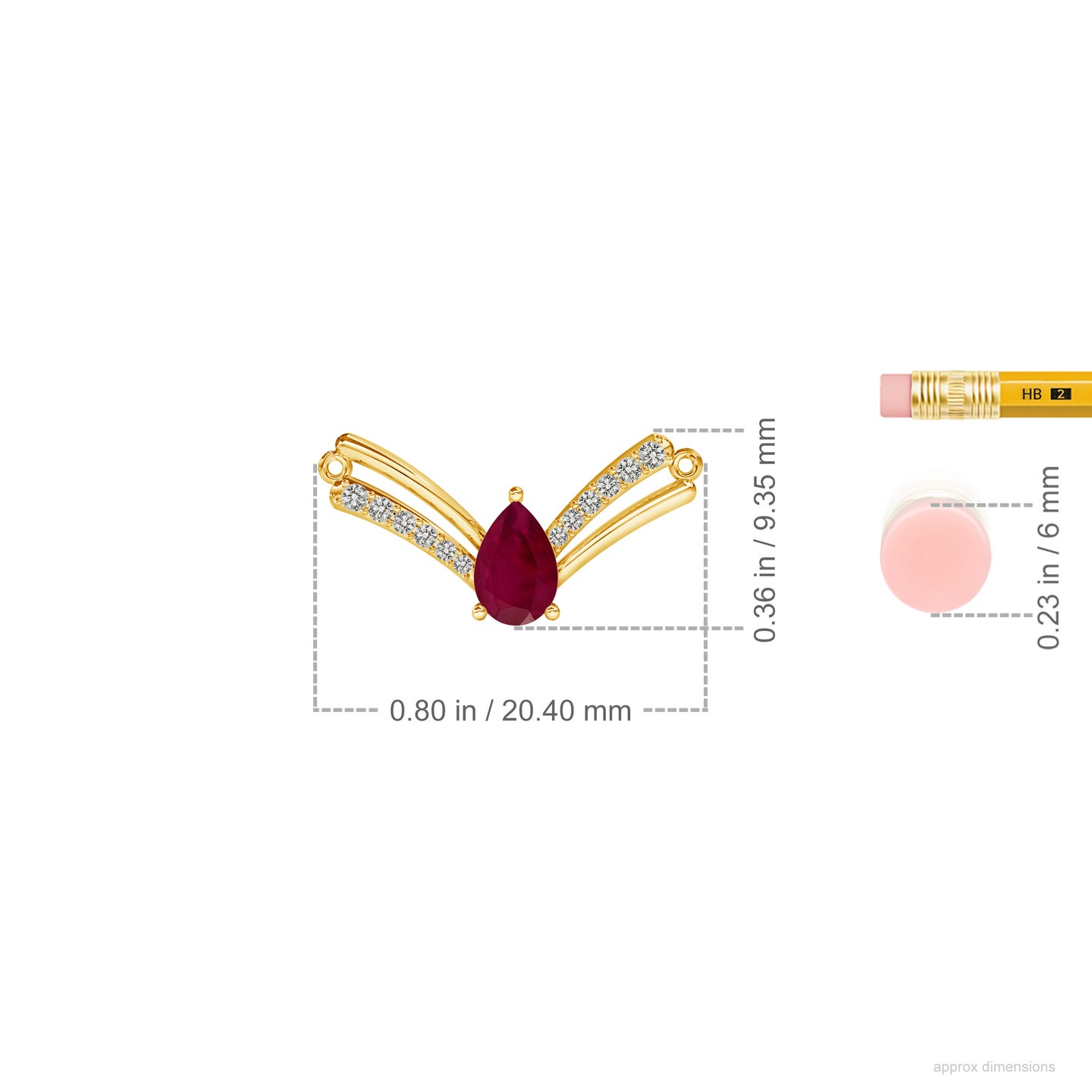 Natural Ruby Teardrop with Natural Diamond V Mangalsutra