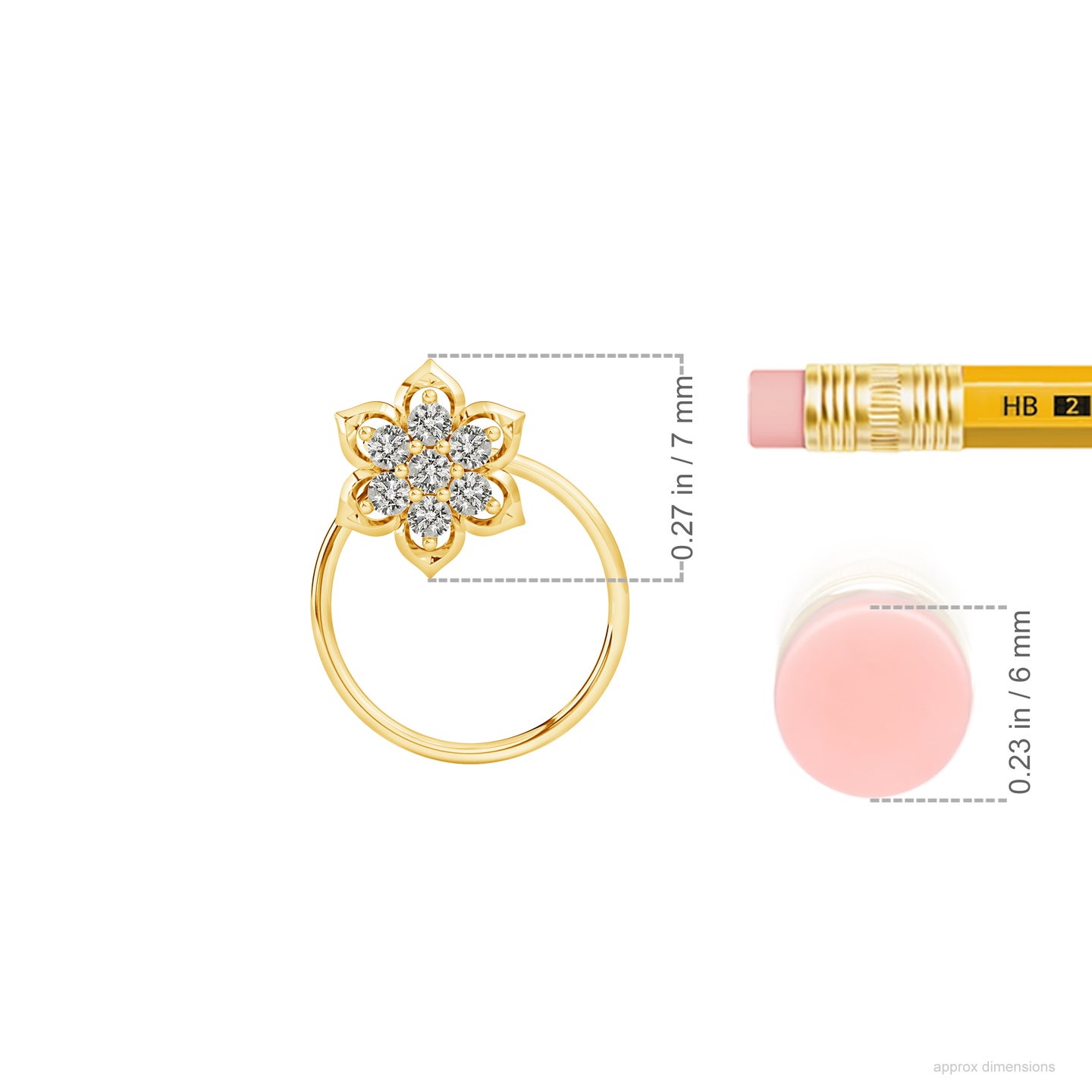 Lotus Petal Natural Diamond Nose Pin