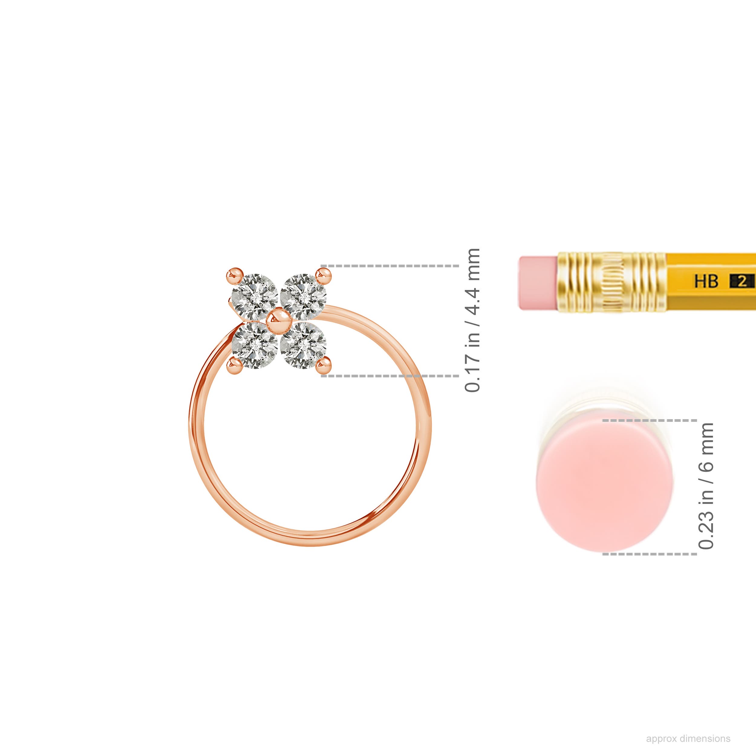 K, I3 / 0.1 CT / 14 KT Rose Gold