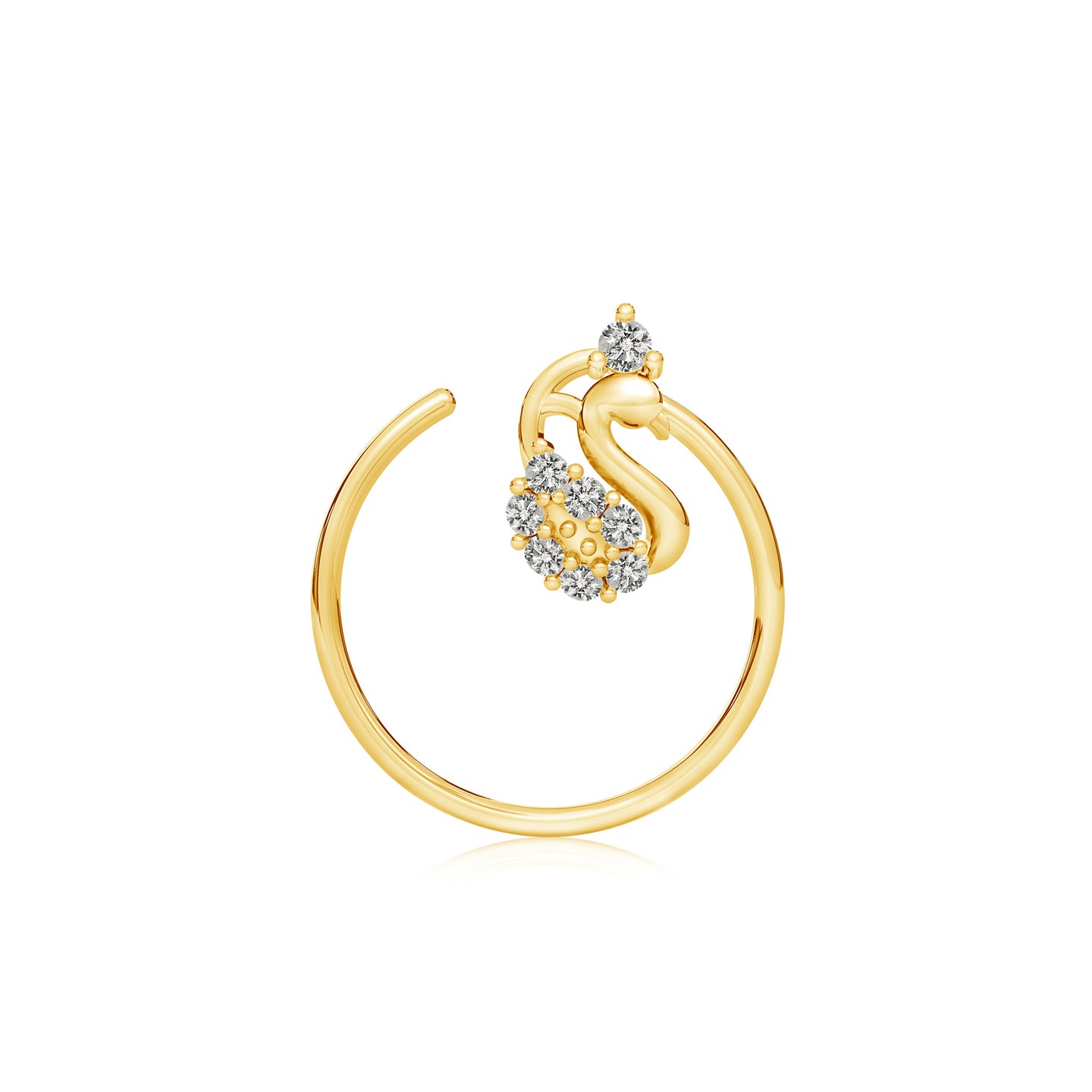 Natural Diamond Crowned Peacock Nose Pin