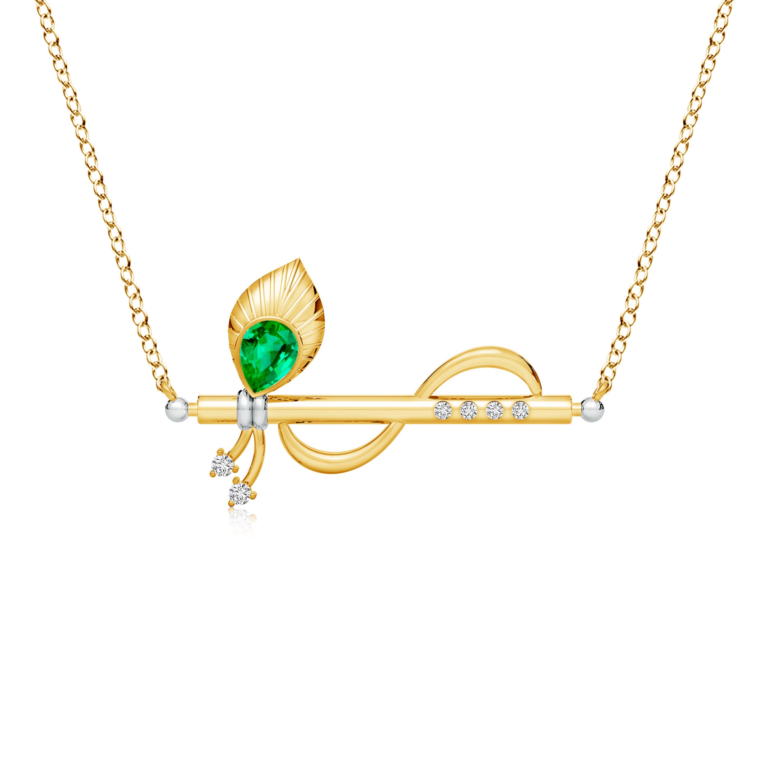 AAA - Emerald / 0.17 CT / 14 KT Yellow Gold