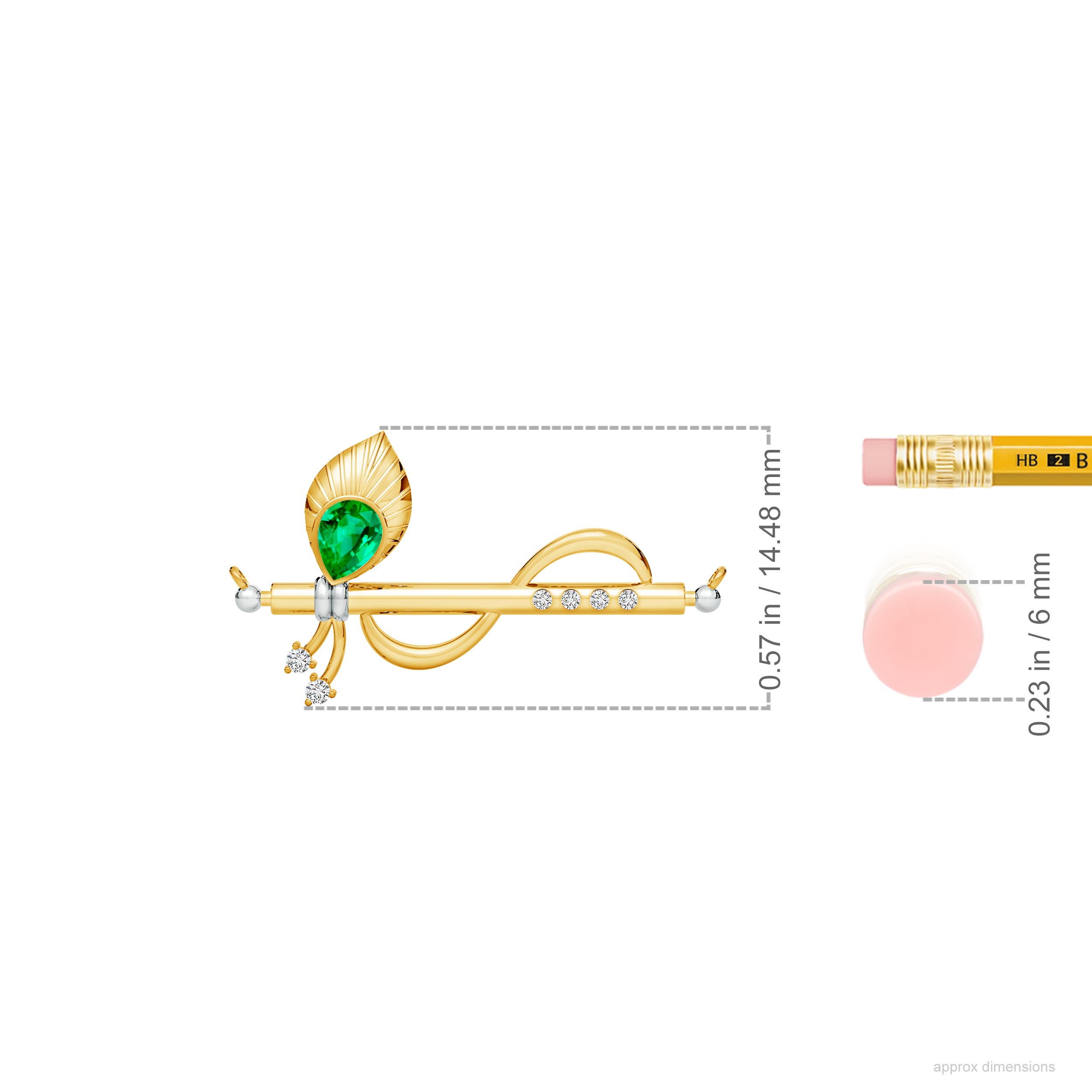 AAA - Emerald / 0.17 CT / 14 KT Yellow Gold