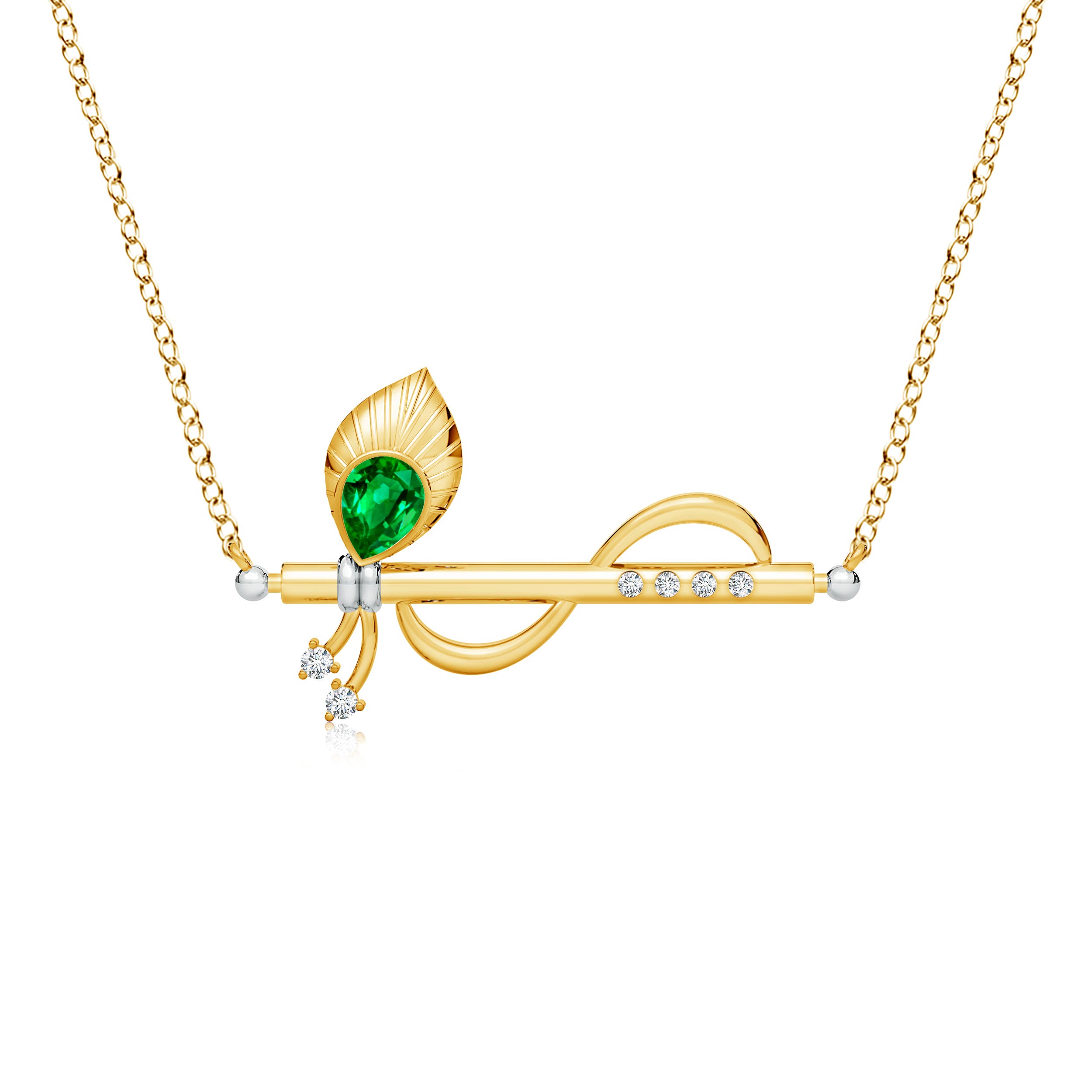 AAAA - Emerald / 0.17 CT / 14 KT Yellow Gold