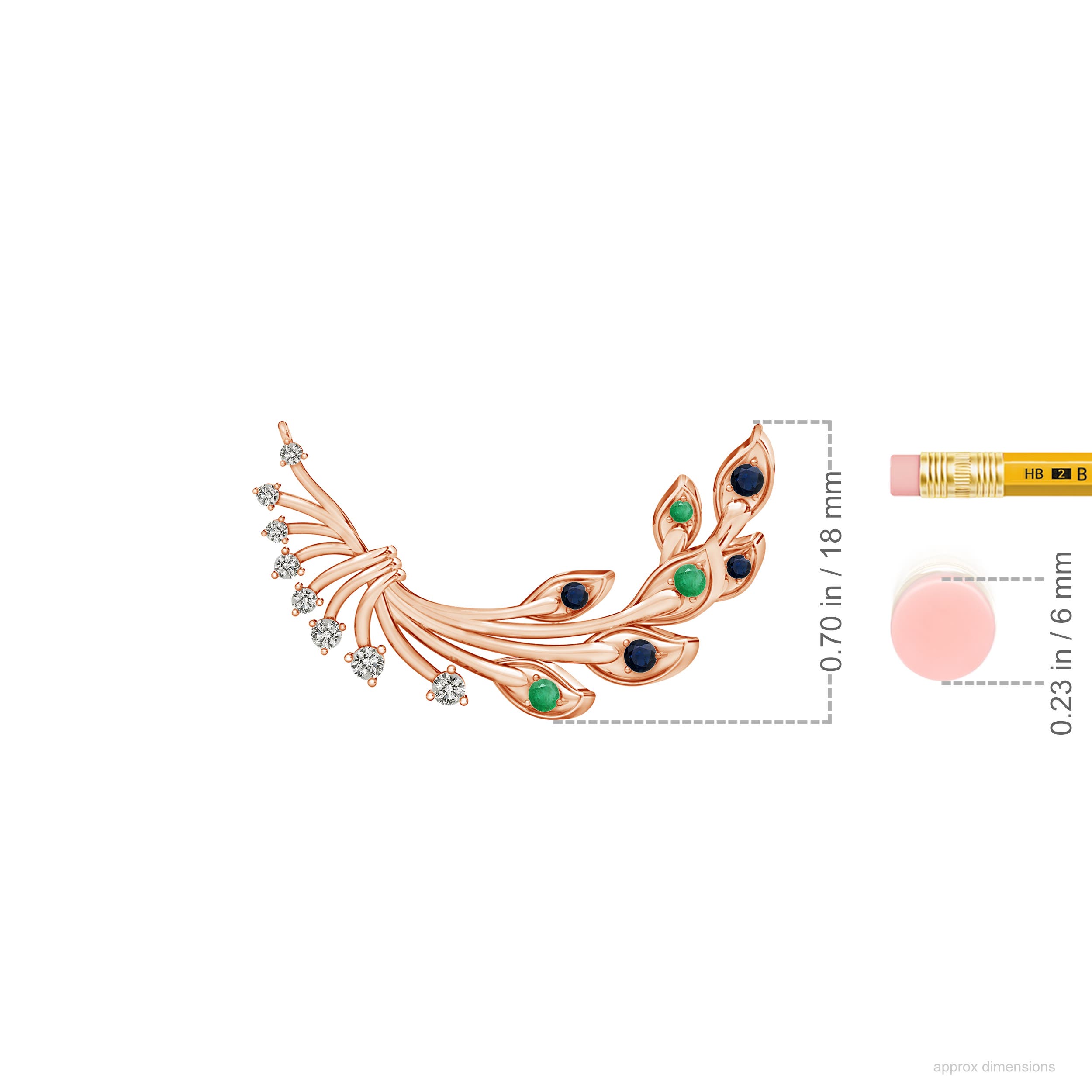 A - Emerald / 0.38 CT / 14 KT Rose Gold