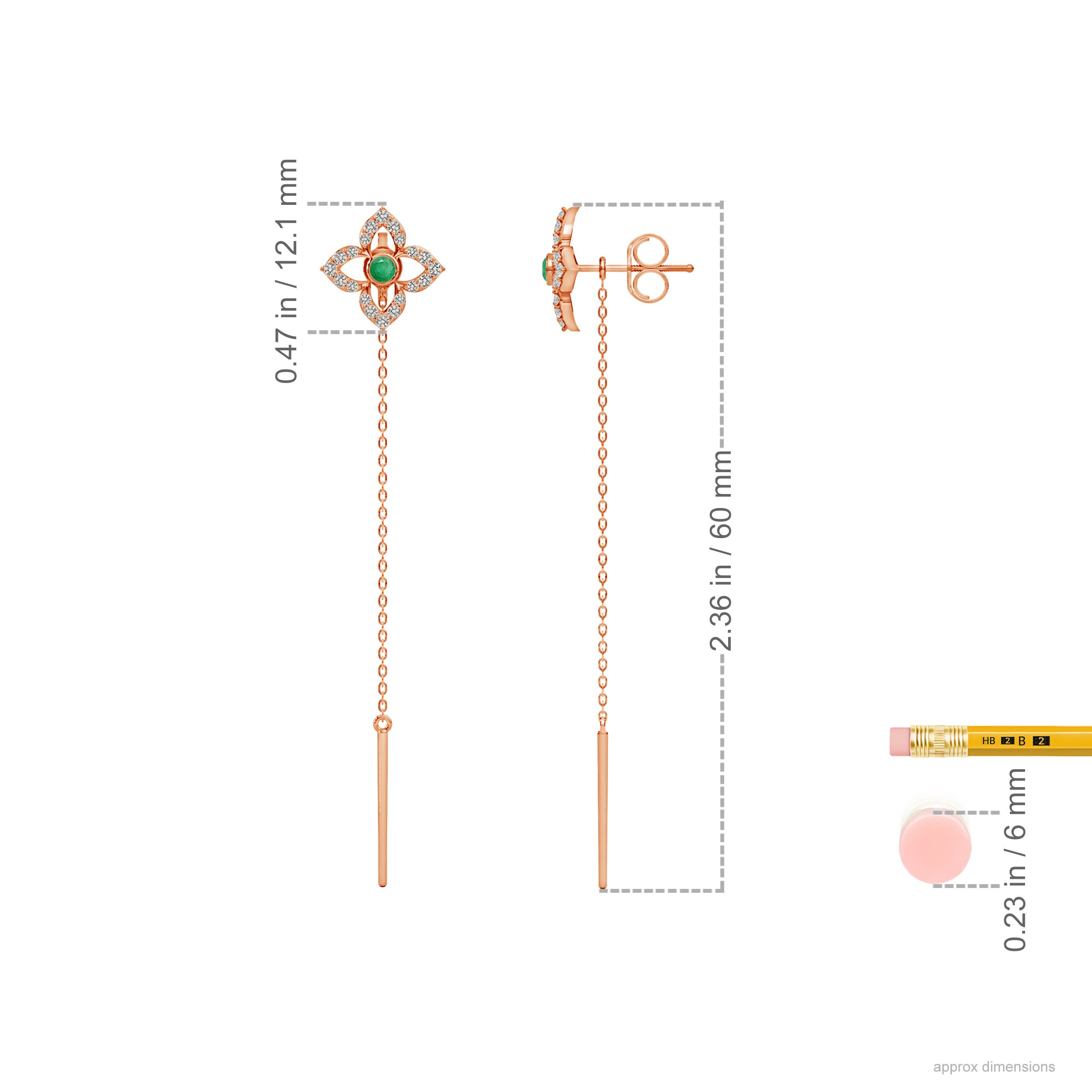 A - Emerald / 0.39 CT / 14 KT Rose Gold