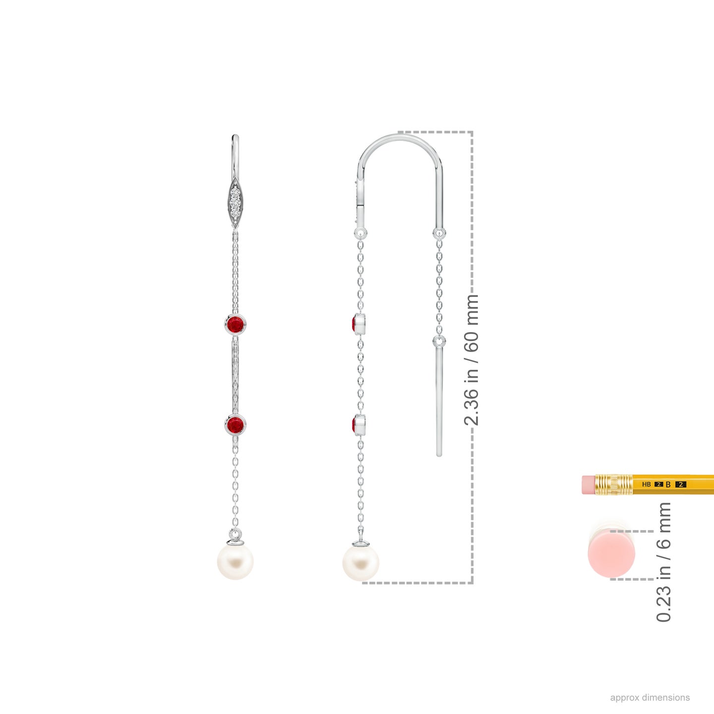 Freshwater Pearl With Ruby Drop Sui Dhaga Earrings