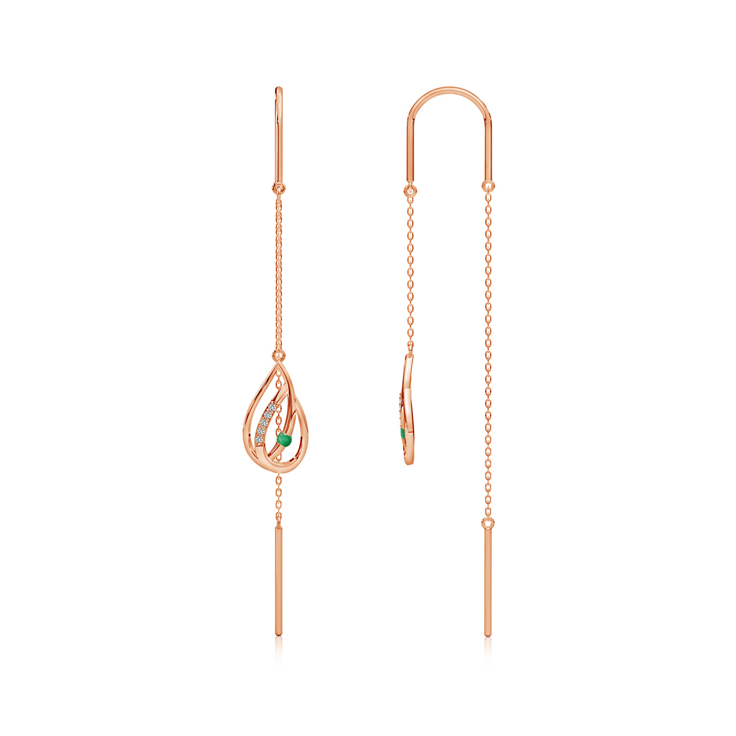 A - Emerald / 0.14 CT / 14 KT Rose Gold