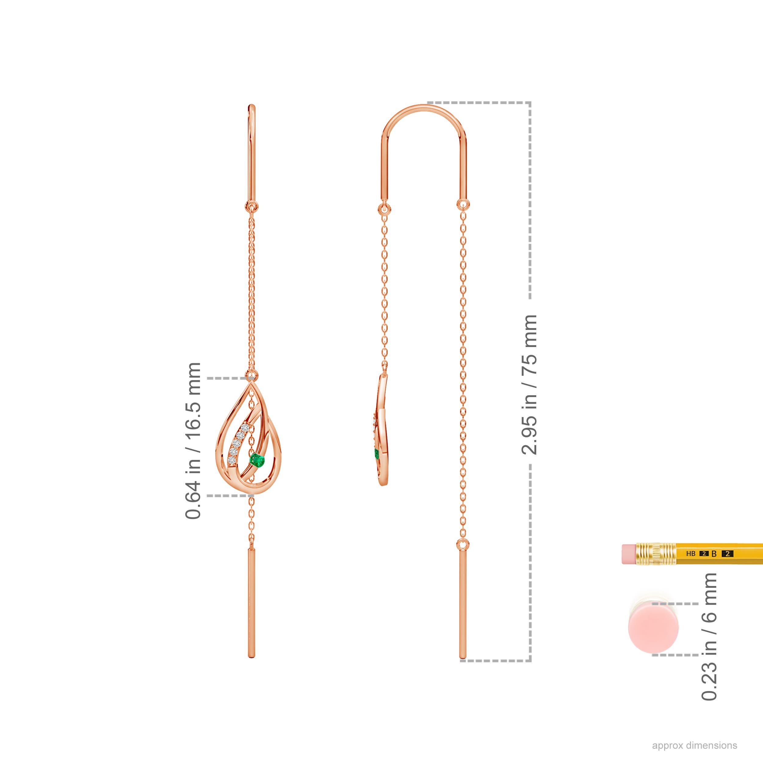 AAA - Emerald / 0.14 CT / 14 KT Rose Gold