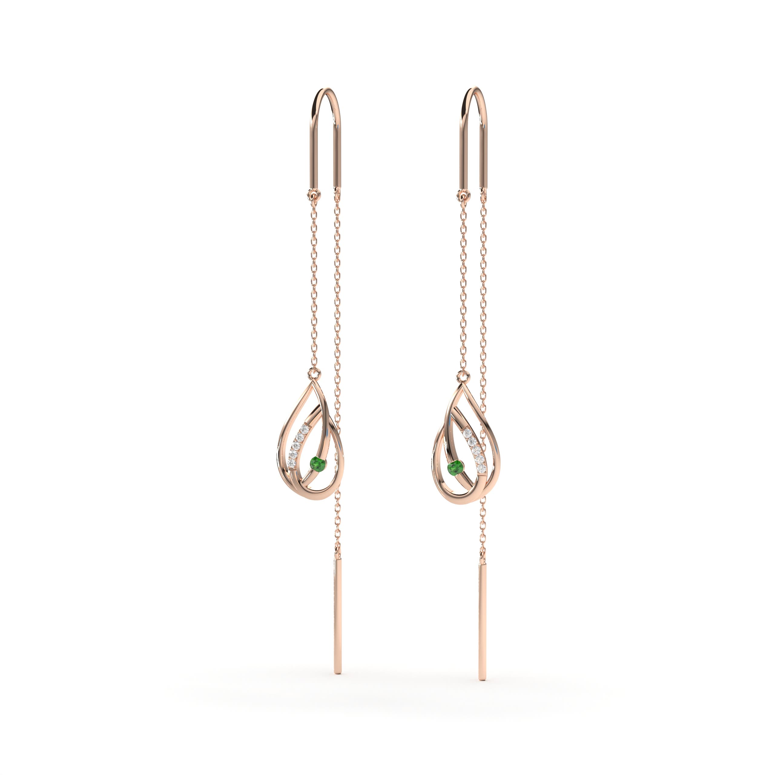 A - Emerald / 0.14 CT / 14 KT Rose Gold