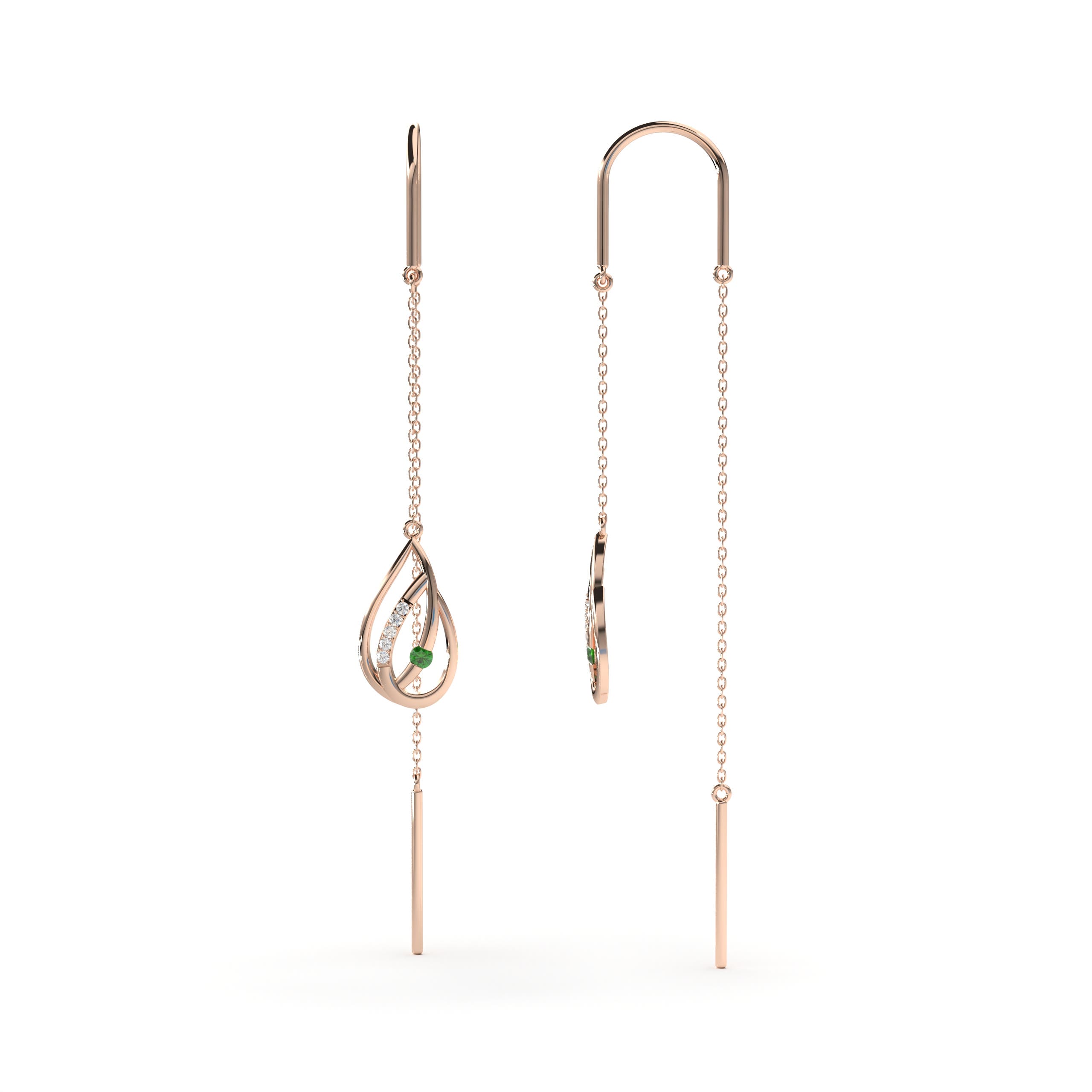 A - Emerald / 0.14 CT / 14 KT Rose Gold