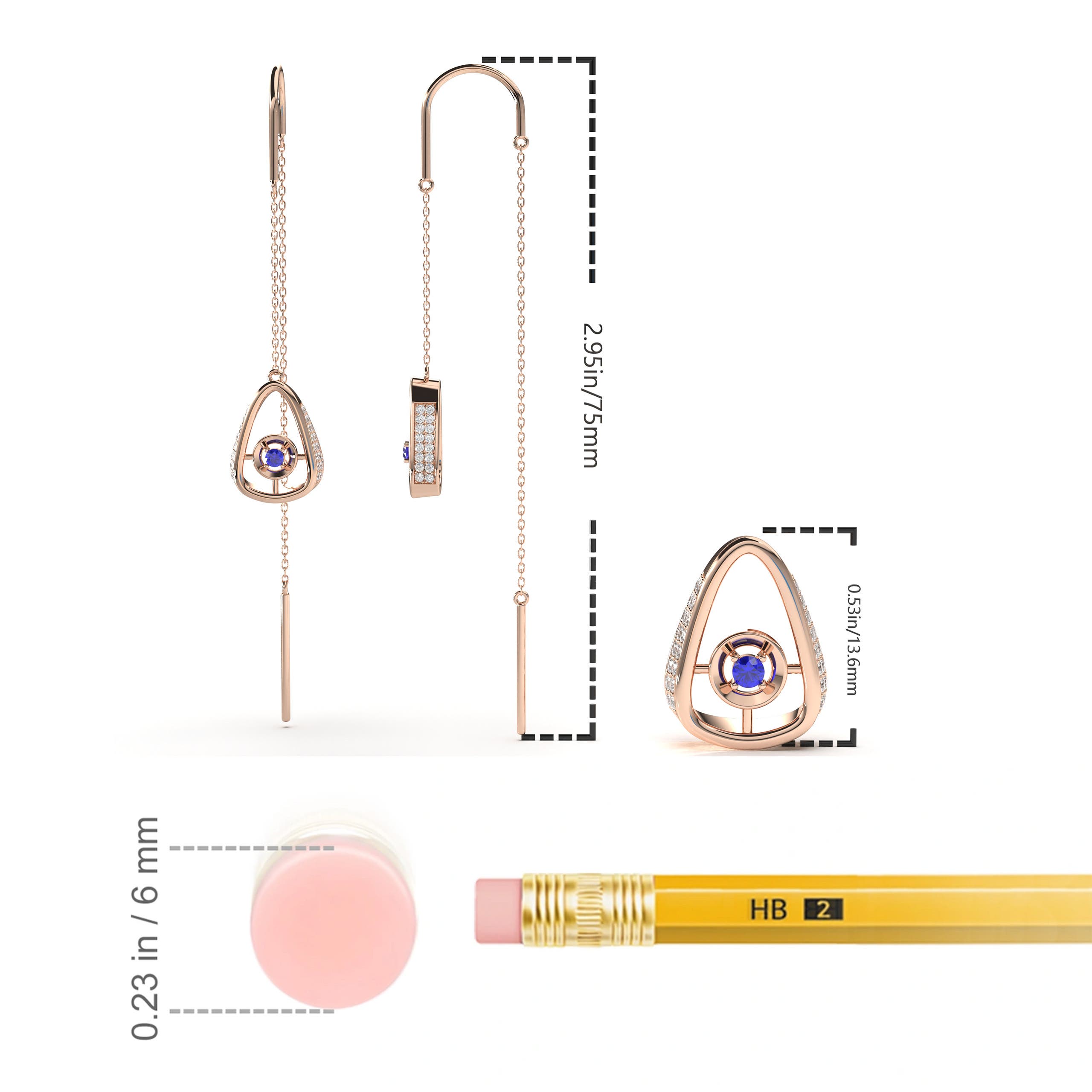 A - Blue Sapphire / 0.42 CT / 14 KT Rose Gold