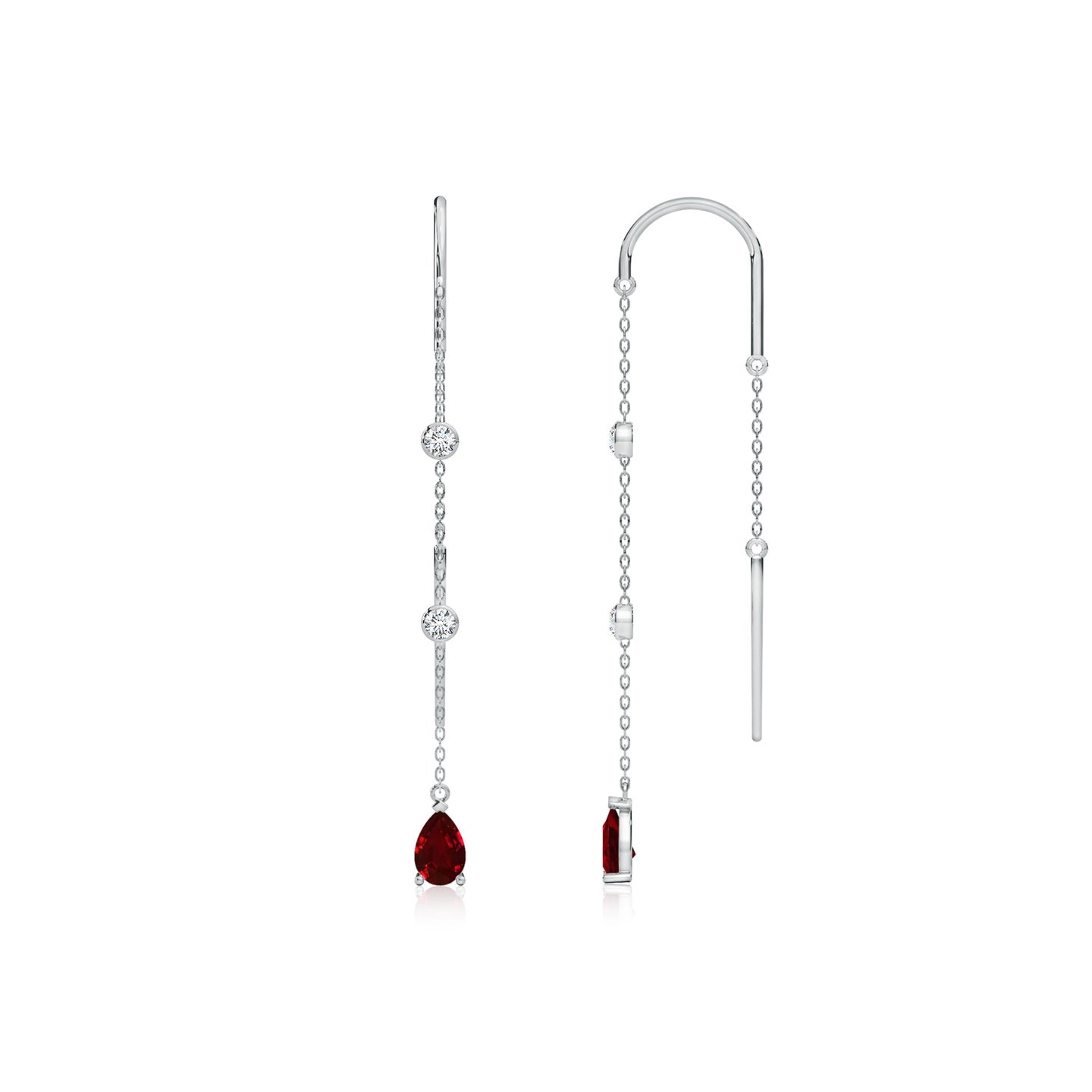 Teardrop Ruby with Natural Diamond Sui Dhaga Earrings