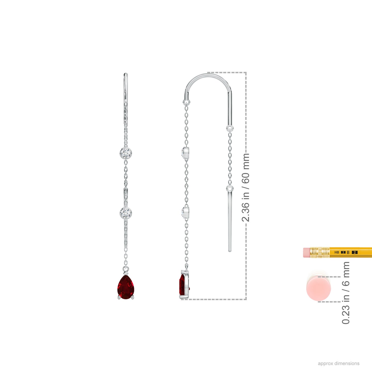 Teardrop Ruby with Natural Diamond Sui Dhaga Earrings