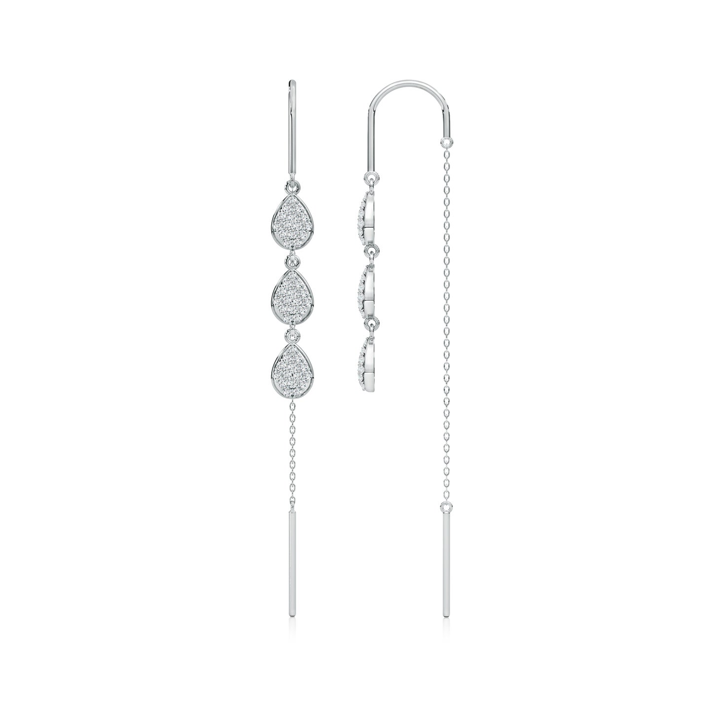 Pear Natural Diamond Studded Dangler Sui Dhaga Earrings