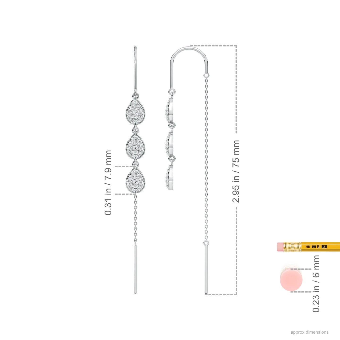 Pear Natural Diamond Studded Dangler Sui Dhaga Earrings