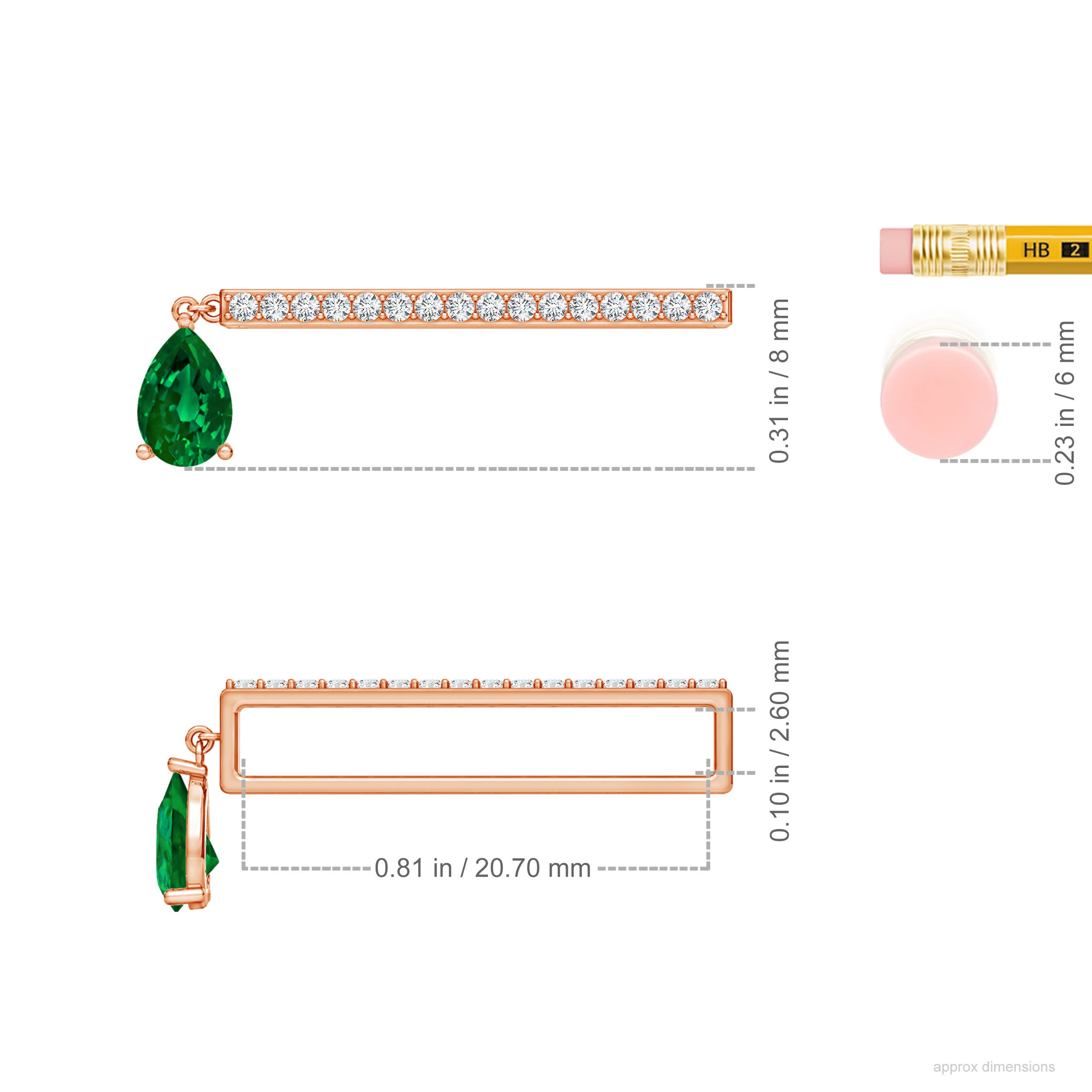 Premium - Lab-Grown Emerald / 0.48 CT / 14 KT Rose Gold