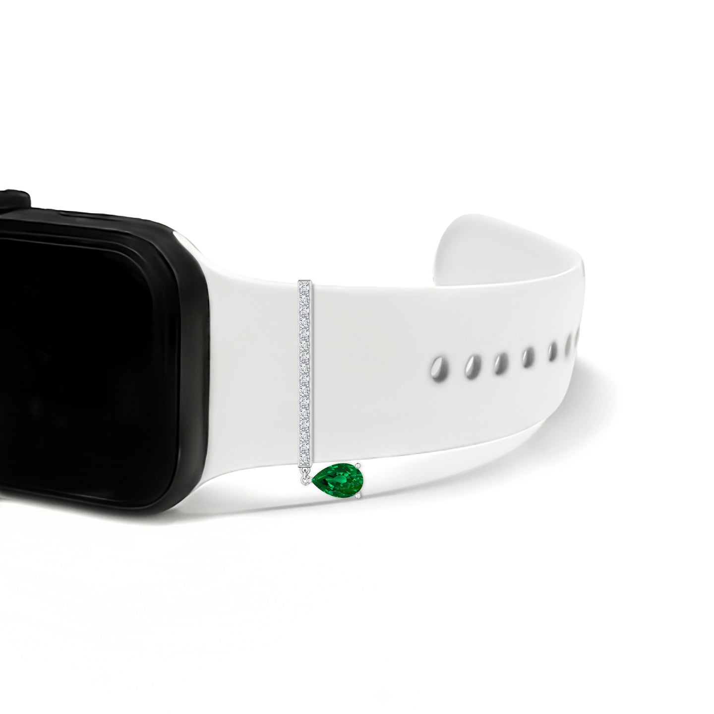 Teardrop Lab-Grown Emerald With Lab-Grown Diamond Watch Charm