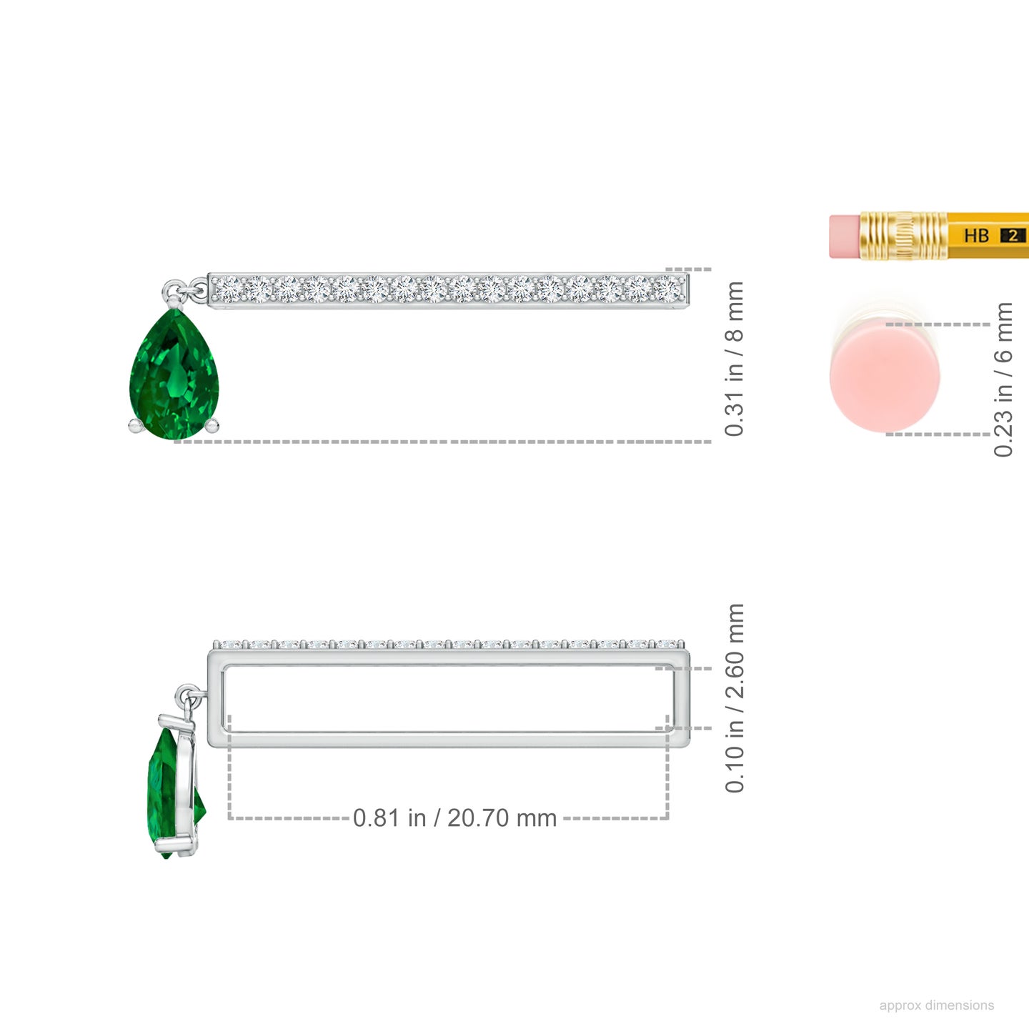 Teardrop Lab-Grown Emerald With Lab-Grown Diamond Watch Charm