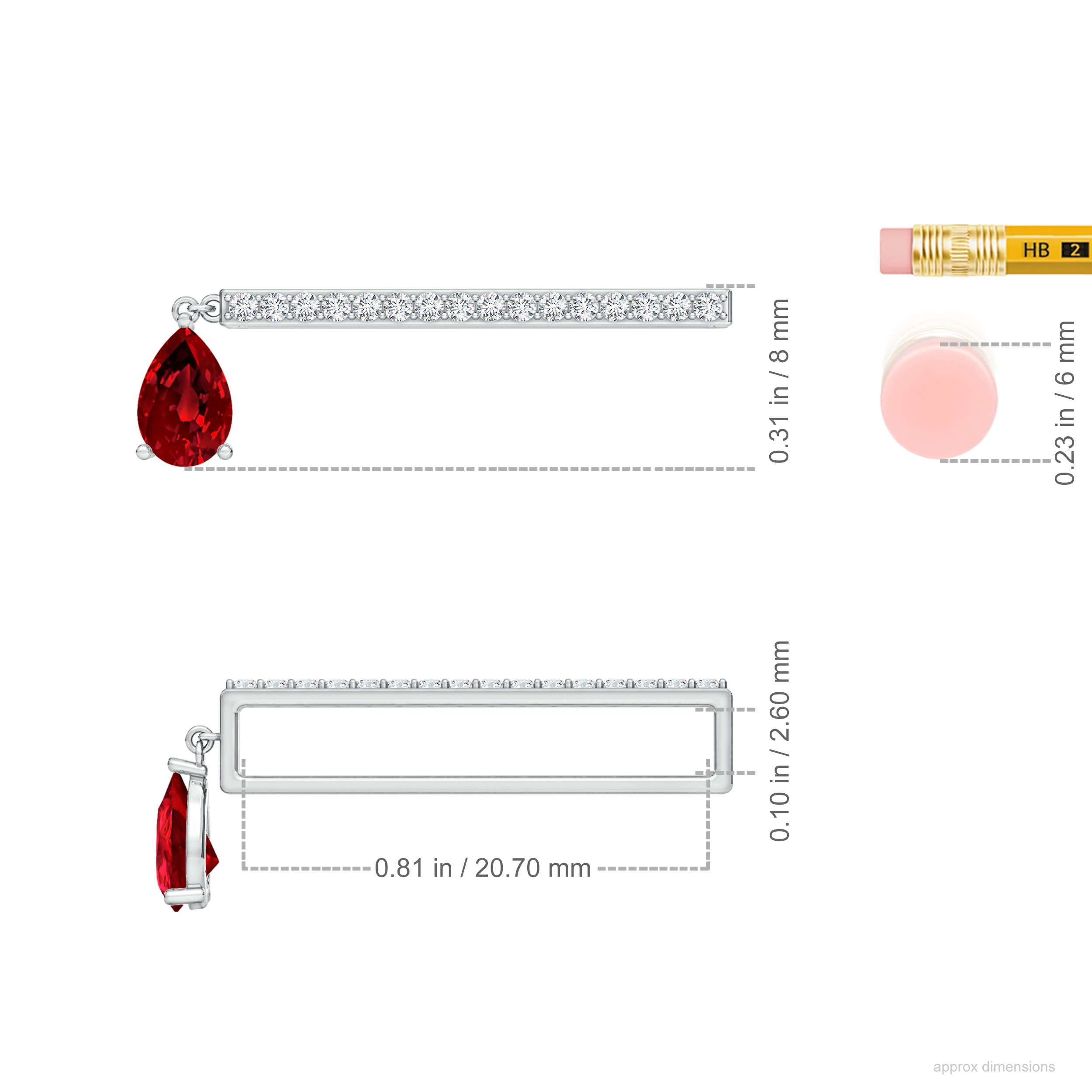 Premium - Lab-Grown Ruby / 0.53 CT / 14 KT White Gold