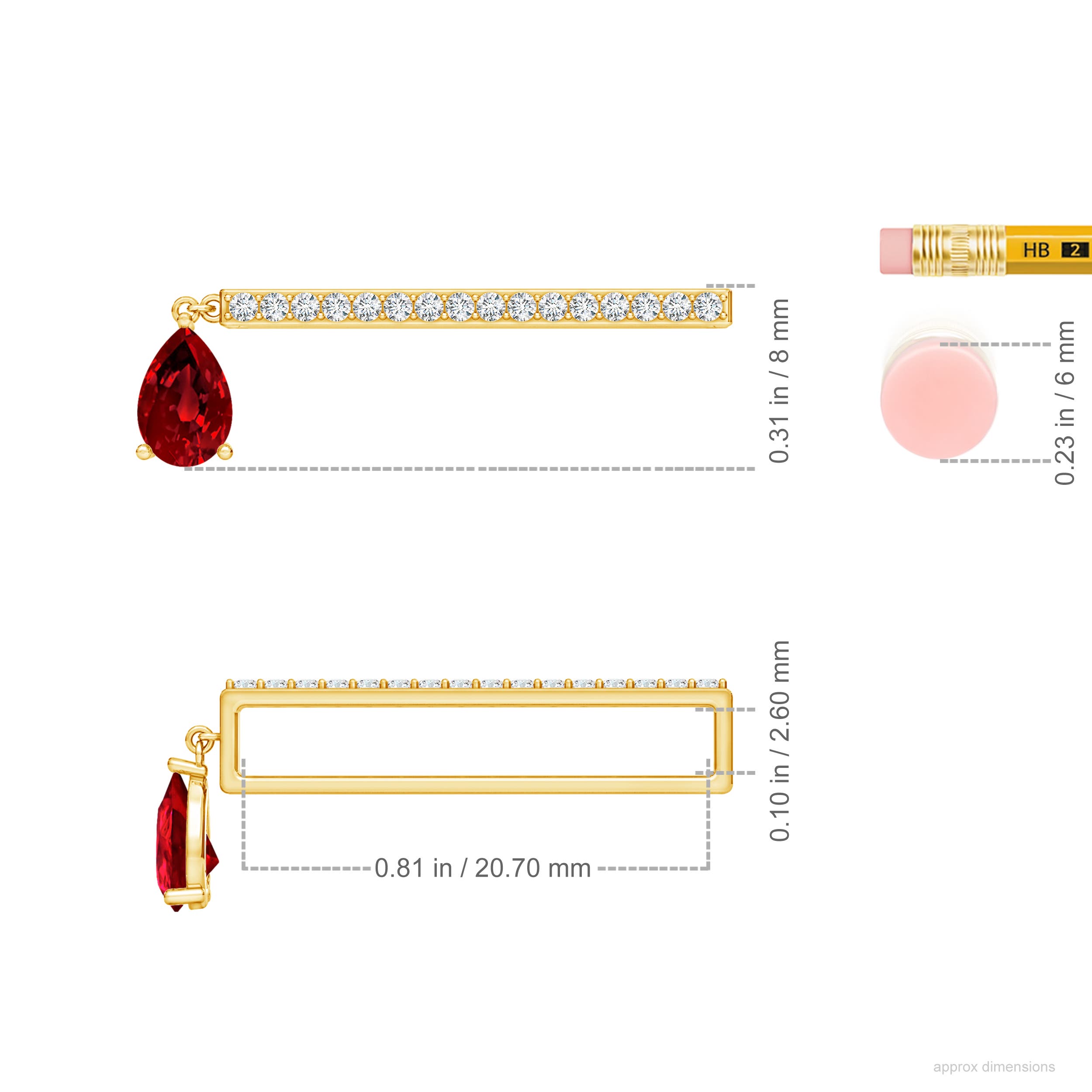 Premium - Lab-Grown Ruby / 0.53 CT / 14 KT Yellow Gold