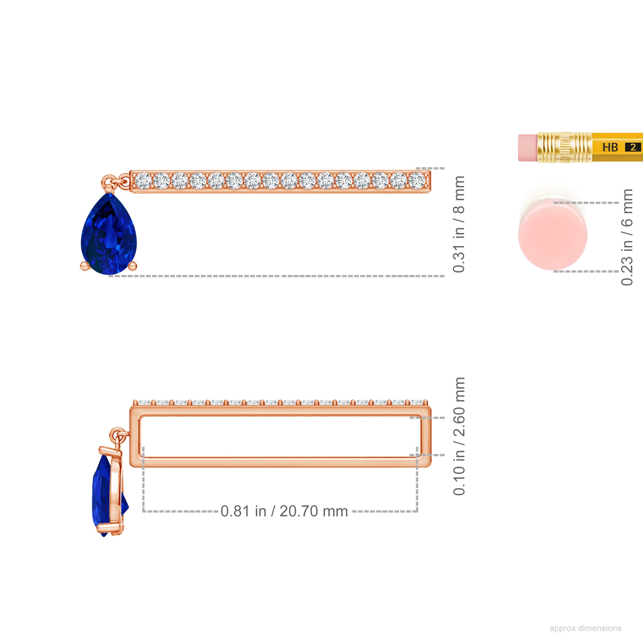 Premium - Lab-Grown Blue Sapphire / 0.53 CT / 14 KT Rose Gold