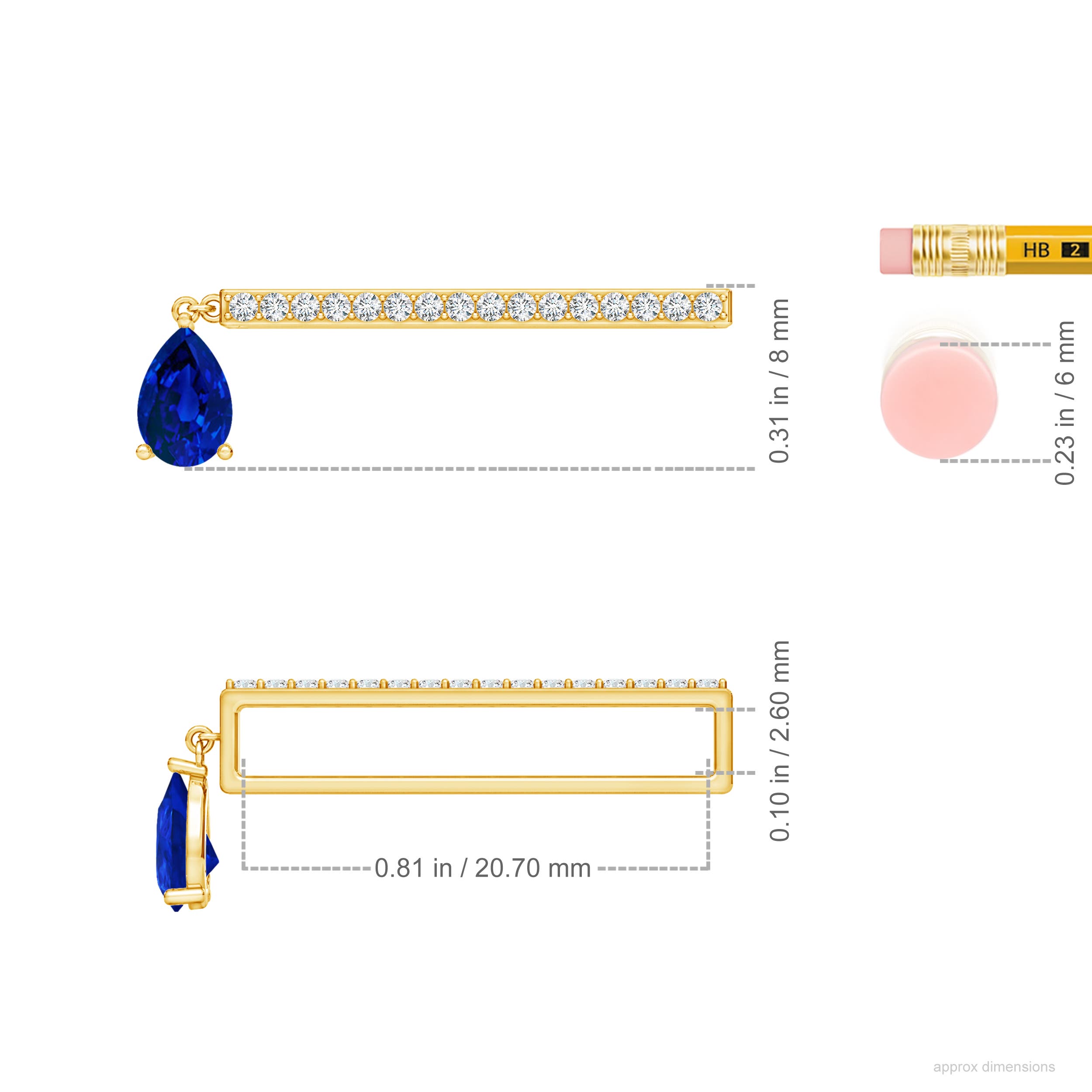 Premium - Lab-Grown Blue Sapphire / 0.53 CT / 14 KT Yellow Gold