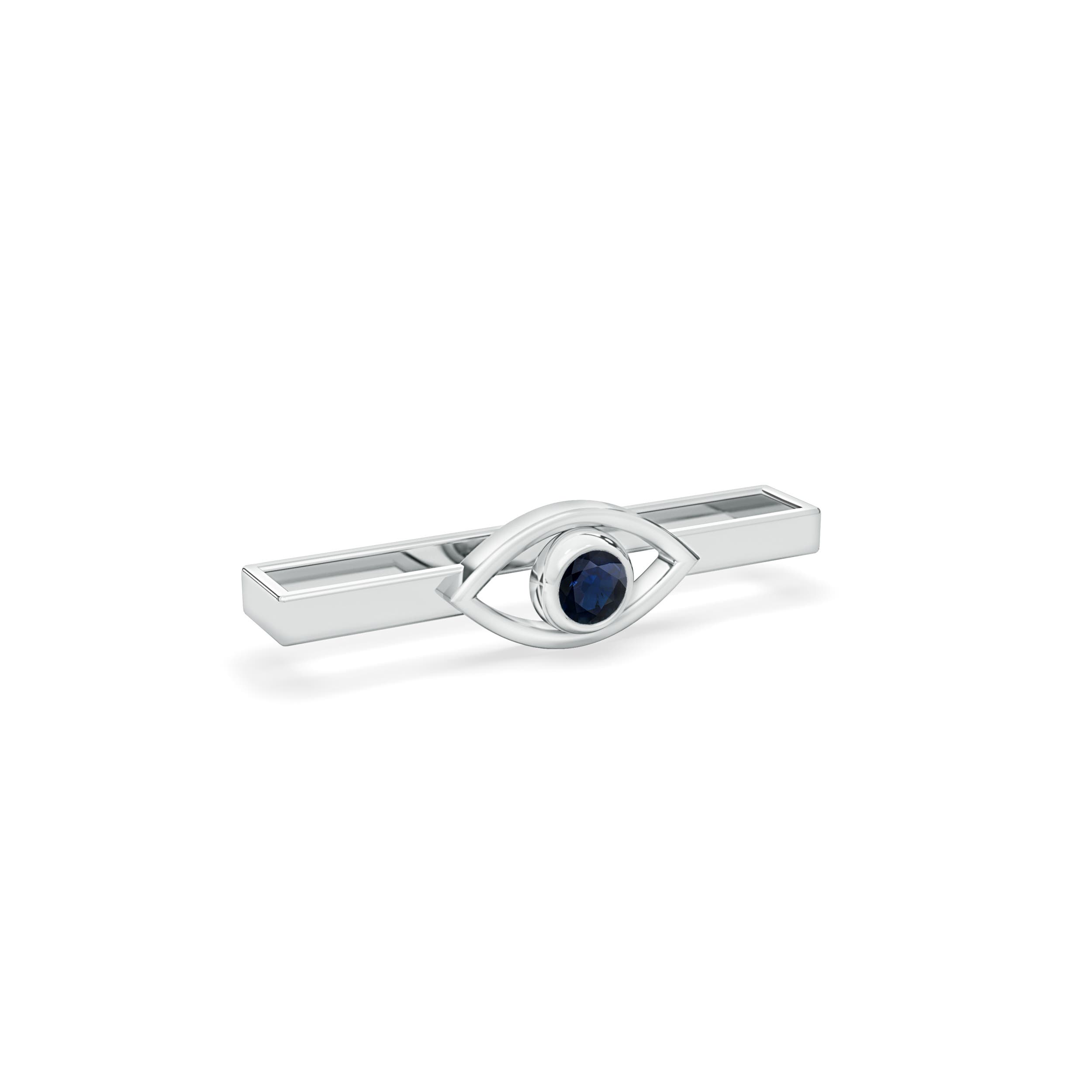 A - Blue Sapphire / 0.14 CT / 14 KT White Gold