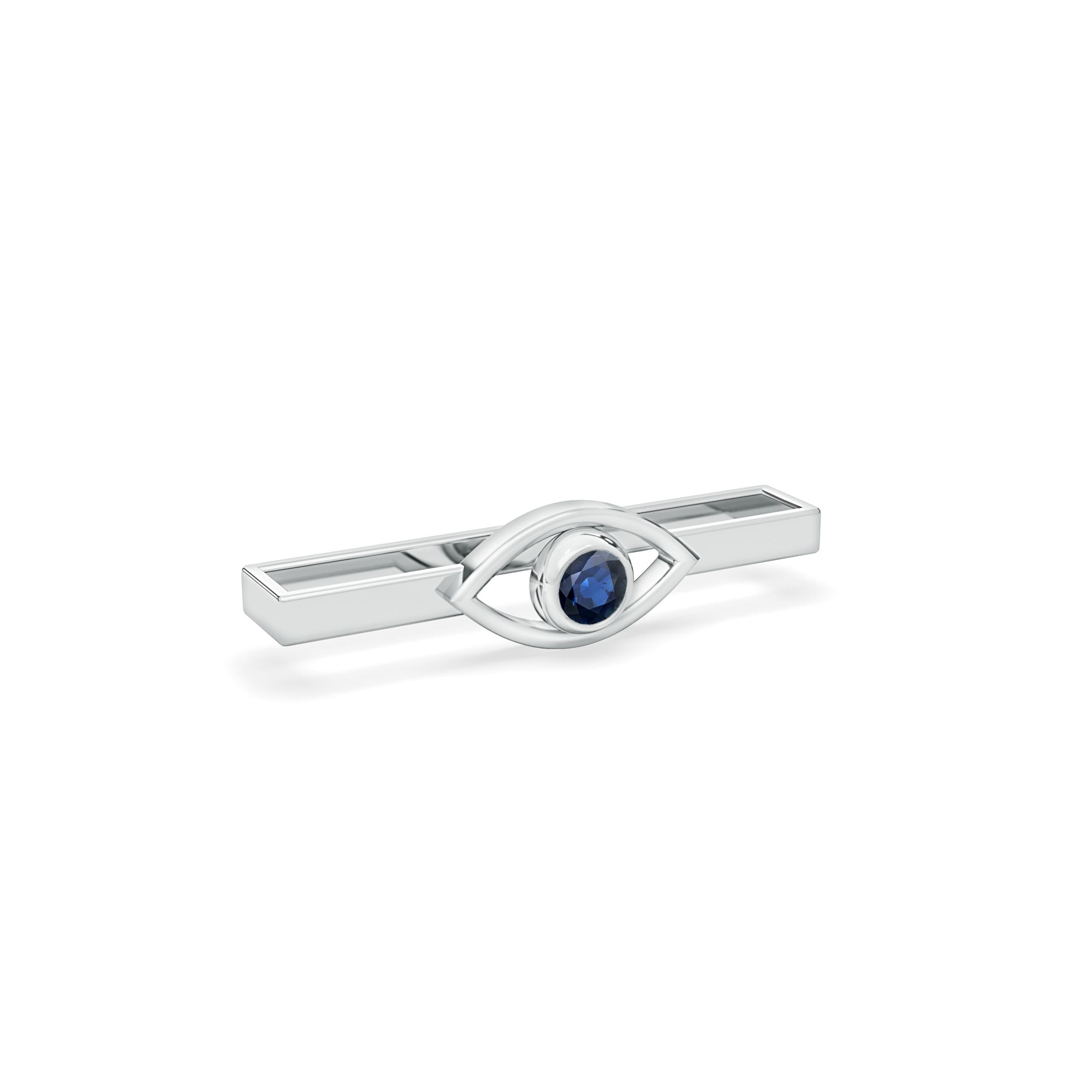 AA - Blue Sapphire / 0.14 CT / 14 KT White Gold