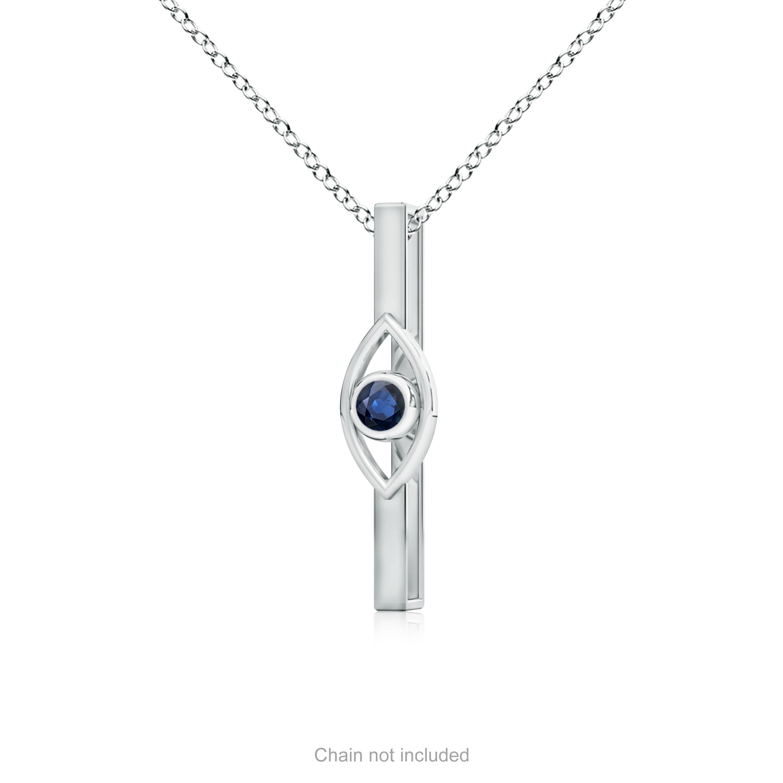 AA - Blue Sapphire / 0.14 CT / 14 KT White Gold