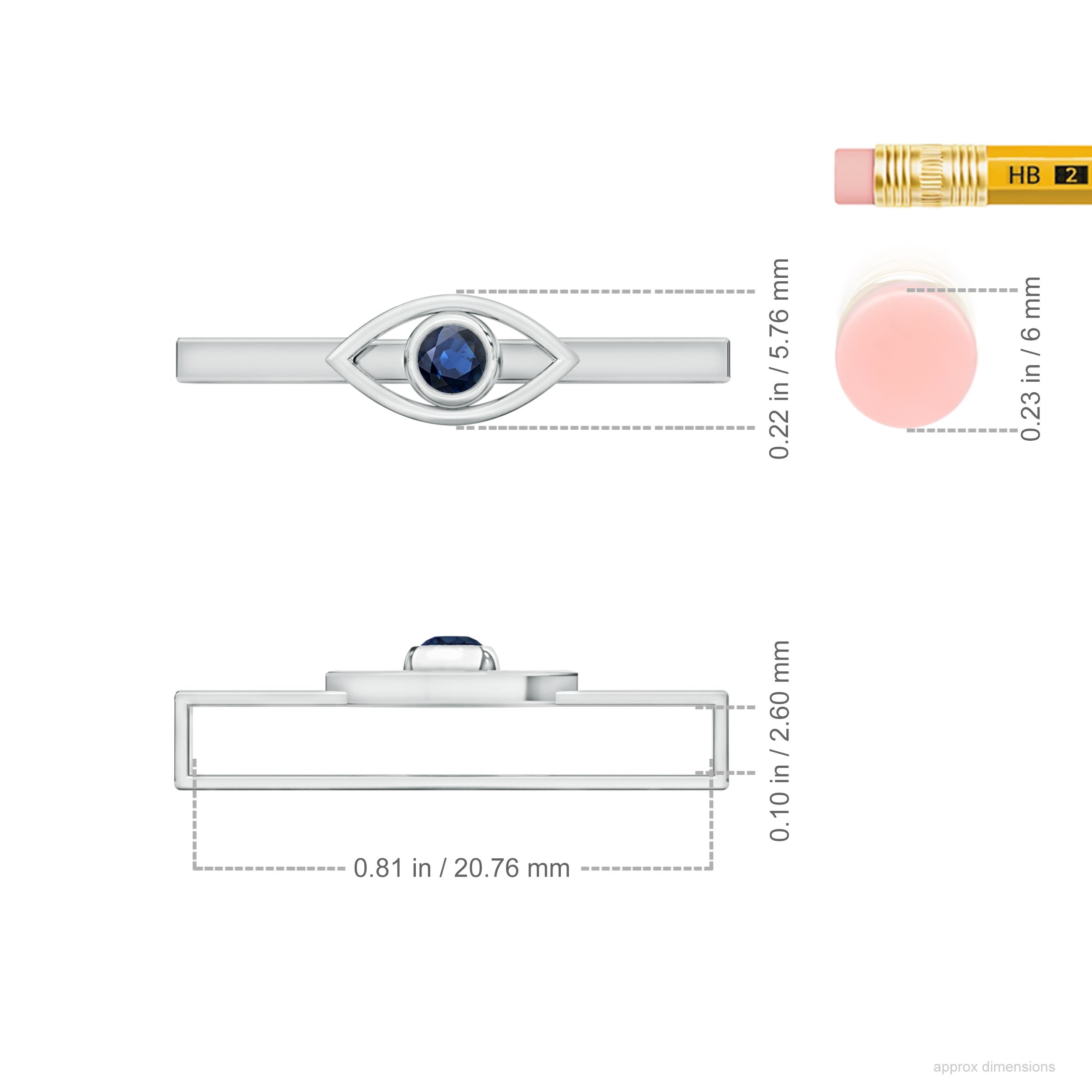 AA - Blue Sapphire / 0.14 CT / 14 KT White Gold