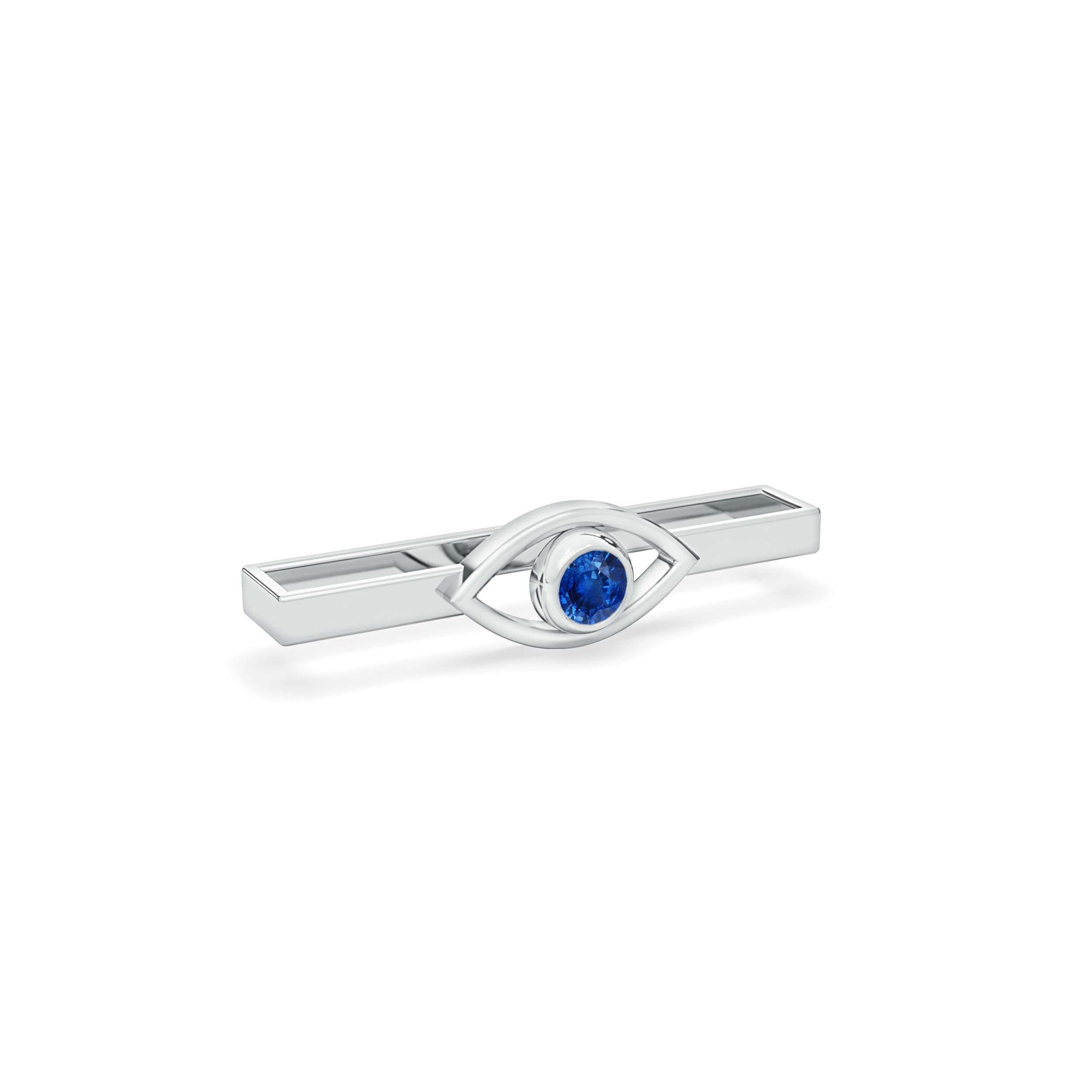 AAA - Blue Sapphire / 0.14 CT / 14 KT White Gold