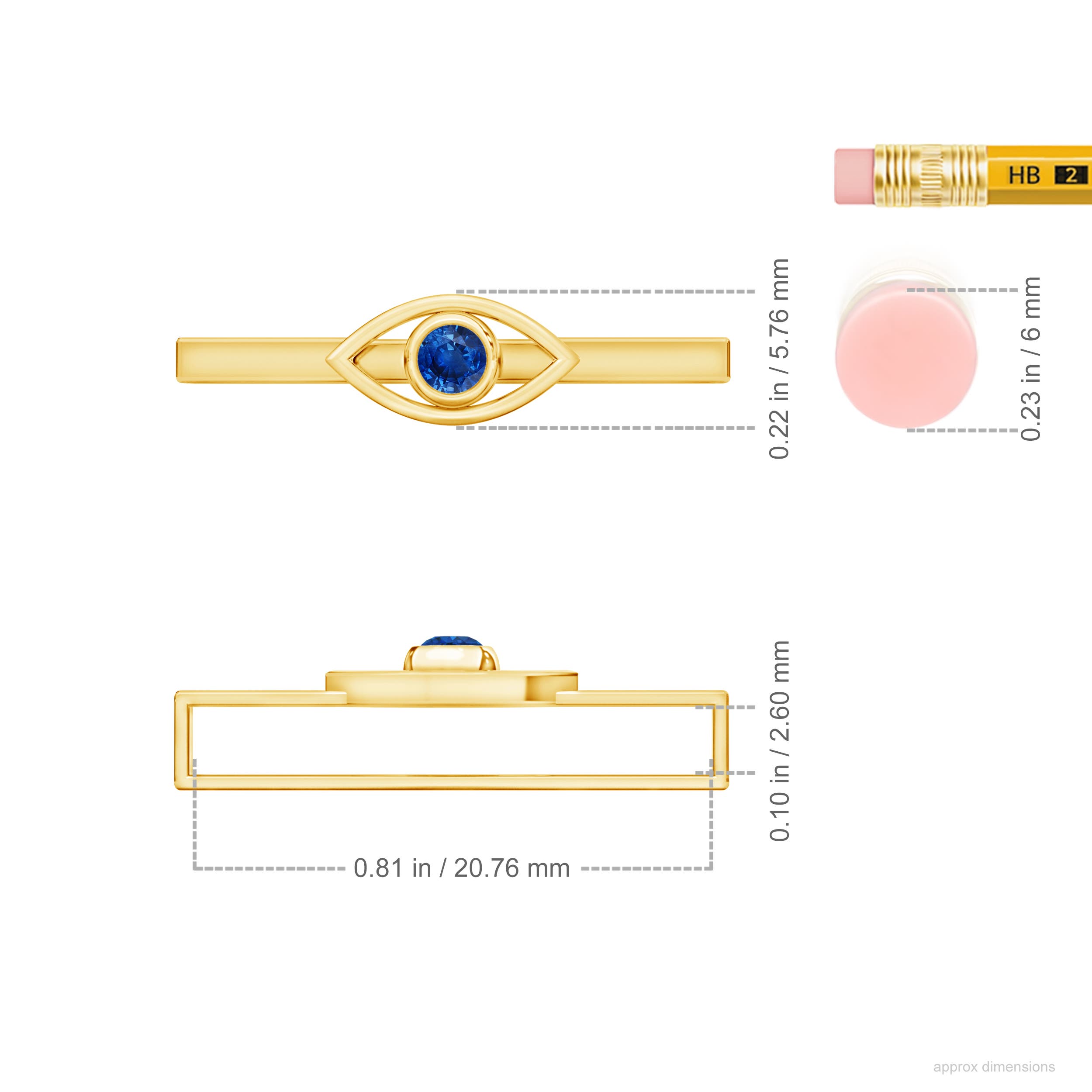 AAA - Blue Sapphire / 0.14 CT / 14 KT Yellow Gold