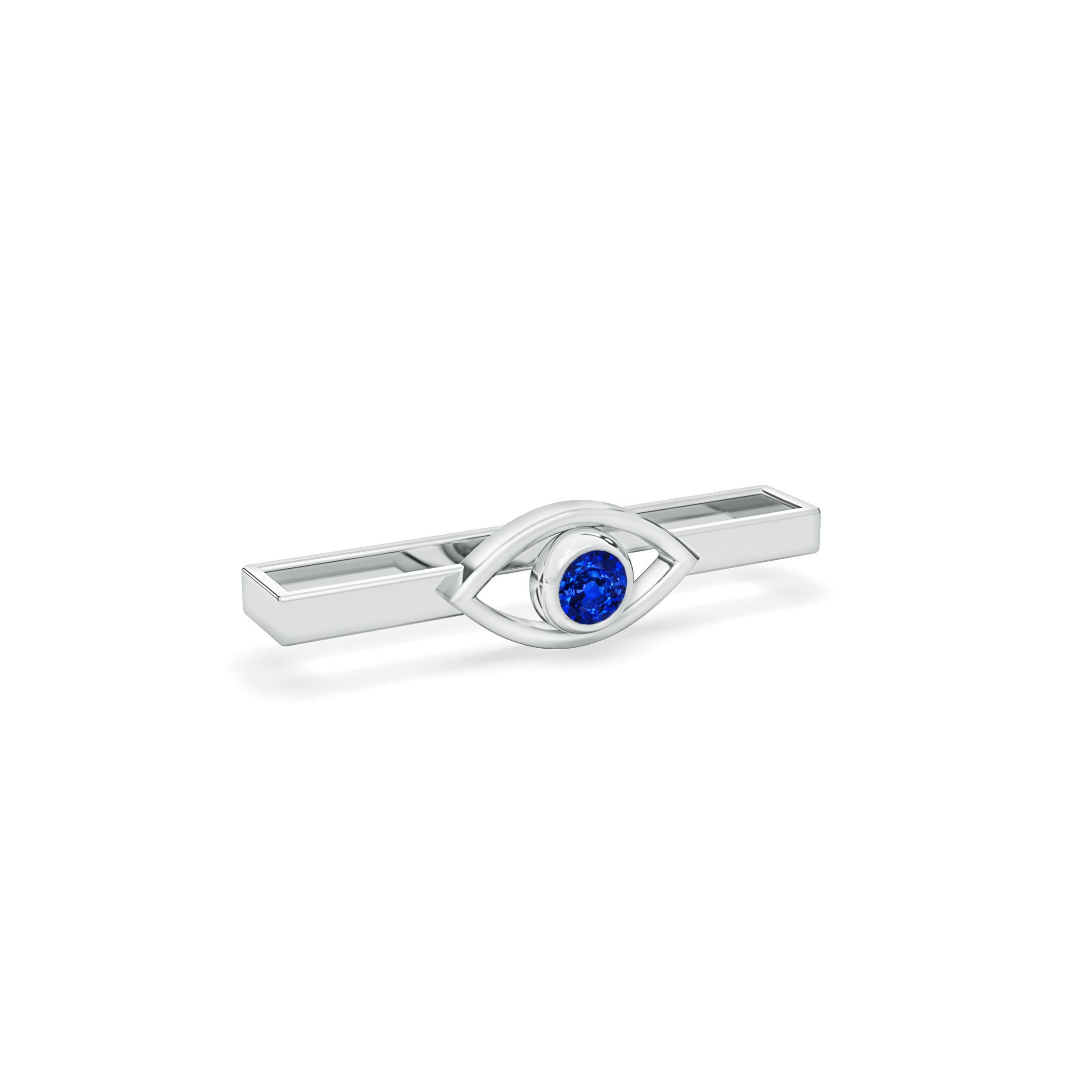 AAAA - Blue Sapphire / 0.14 CT / 14 KT White Gold