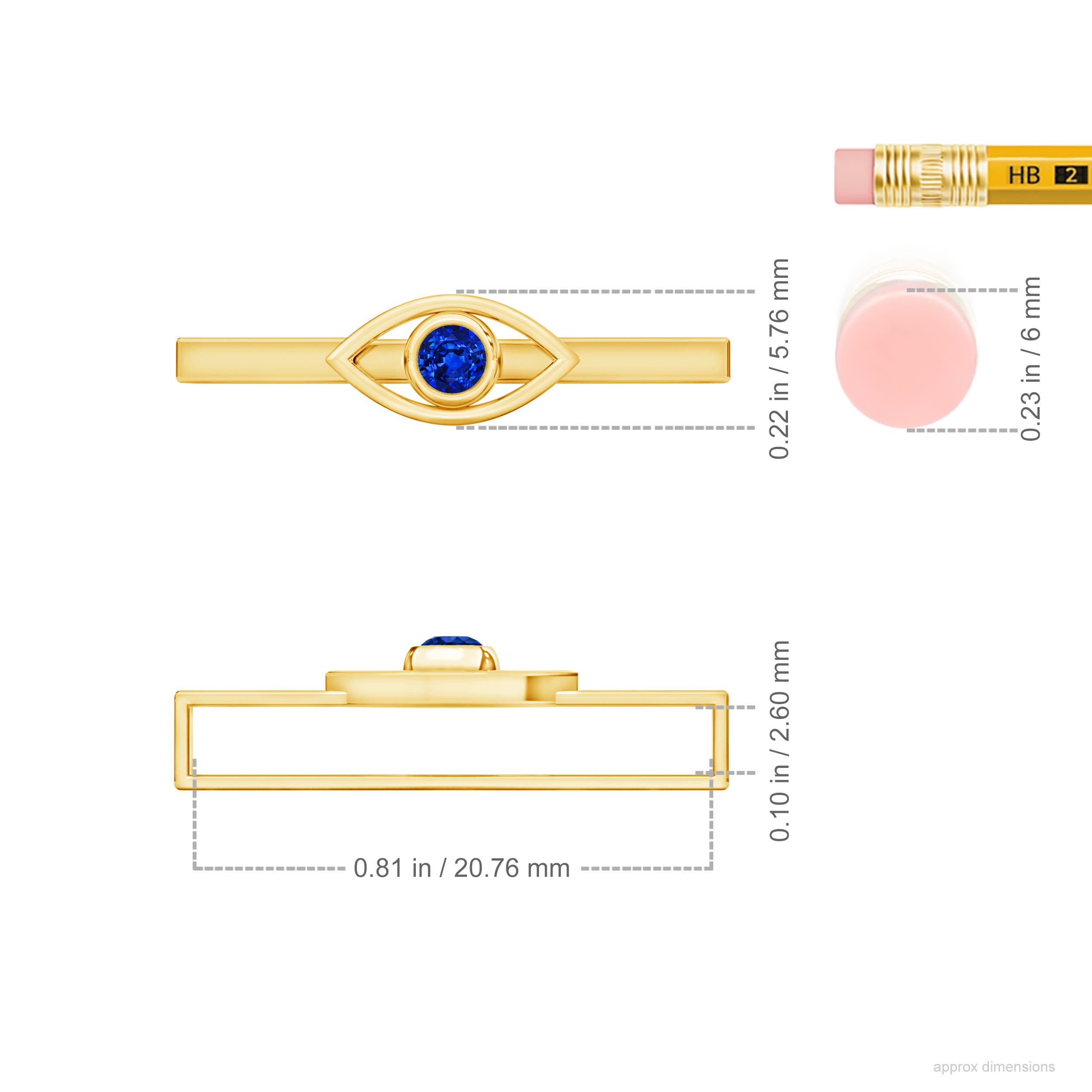 AAAA - Blue Sapphire / 0.14 CT / 14 KT Yellow Gold