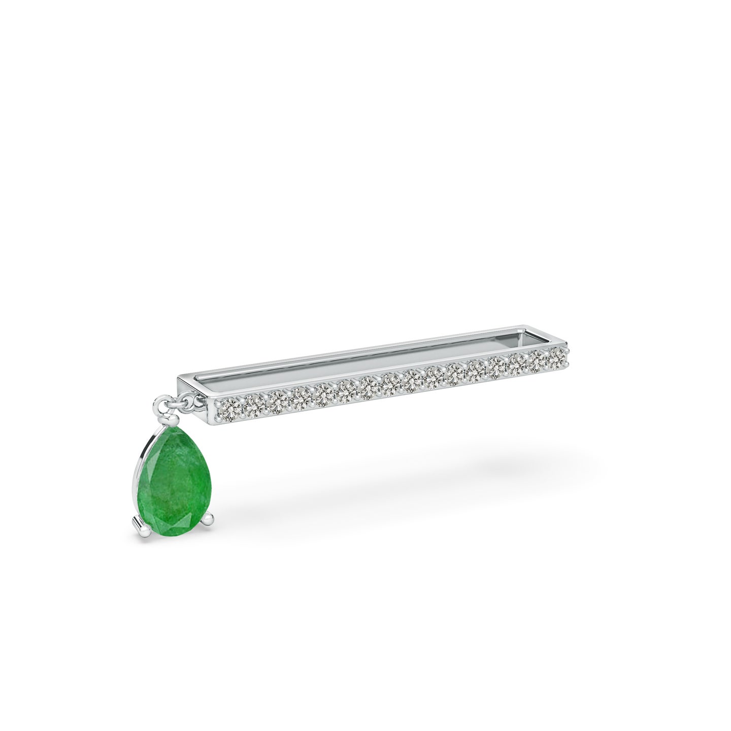 Teardrop Natural Emerald With Natural Diamond Watch Charm