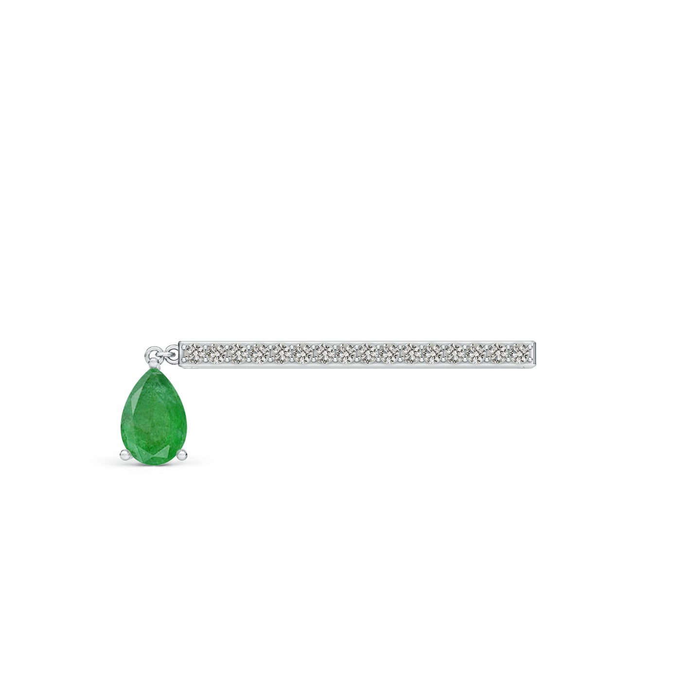 Teardrop Natural Emerald With Natural Diamond Watch Charm