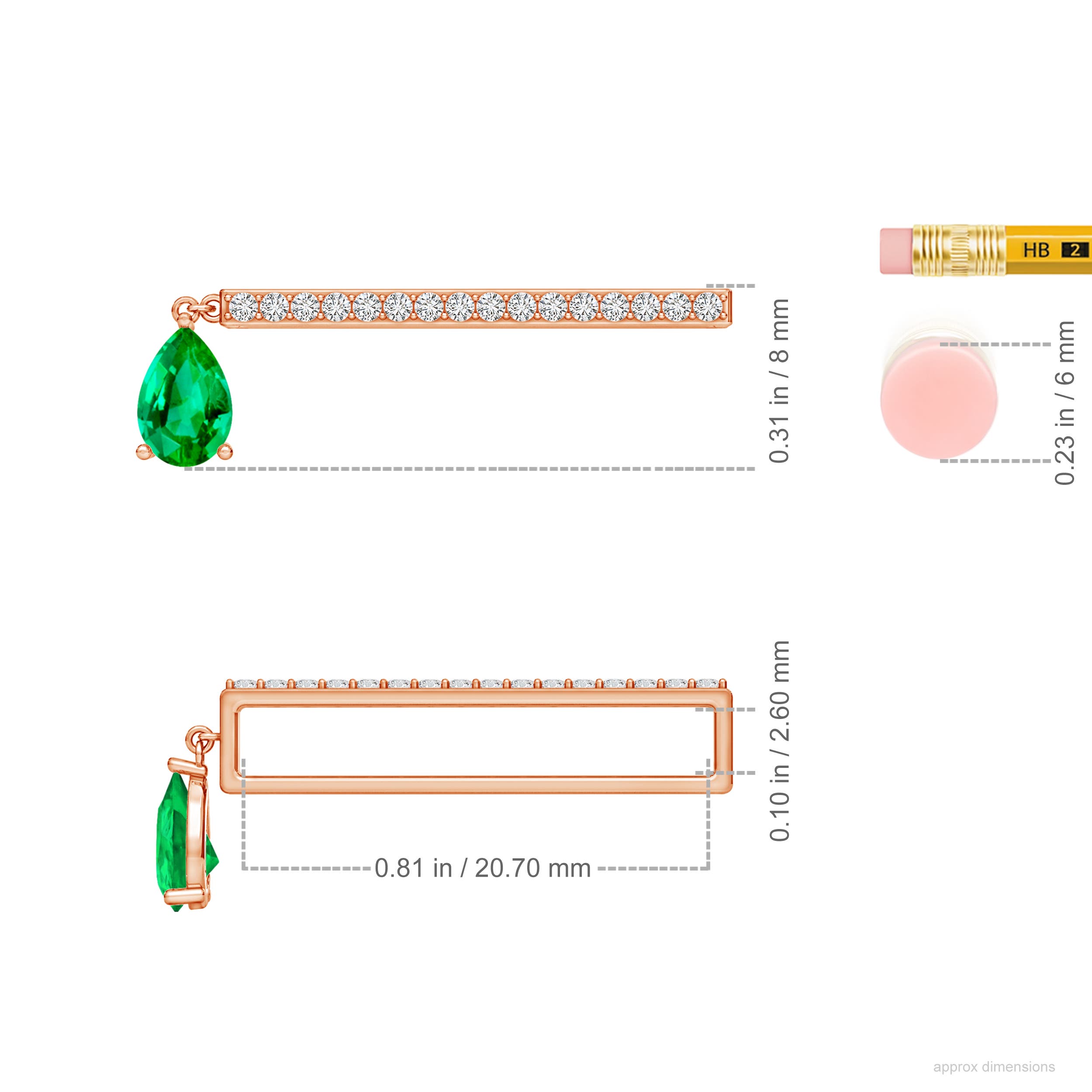 AAA - Emerald / 0.48 CT / 14 KT Rose Gold