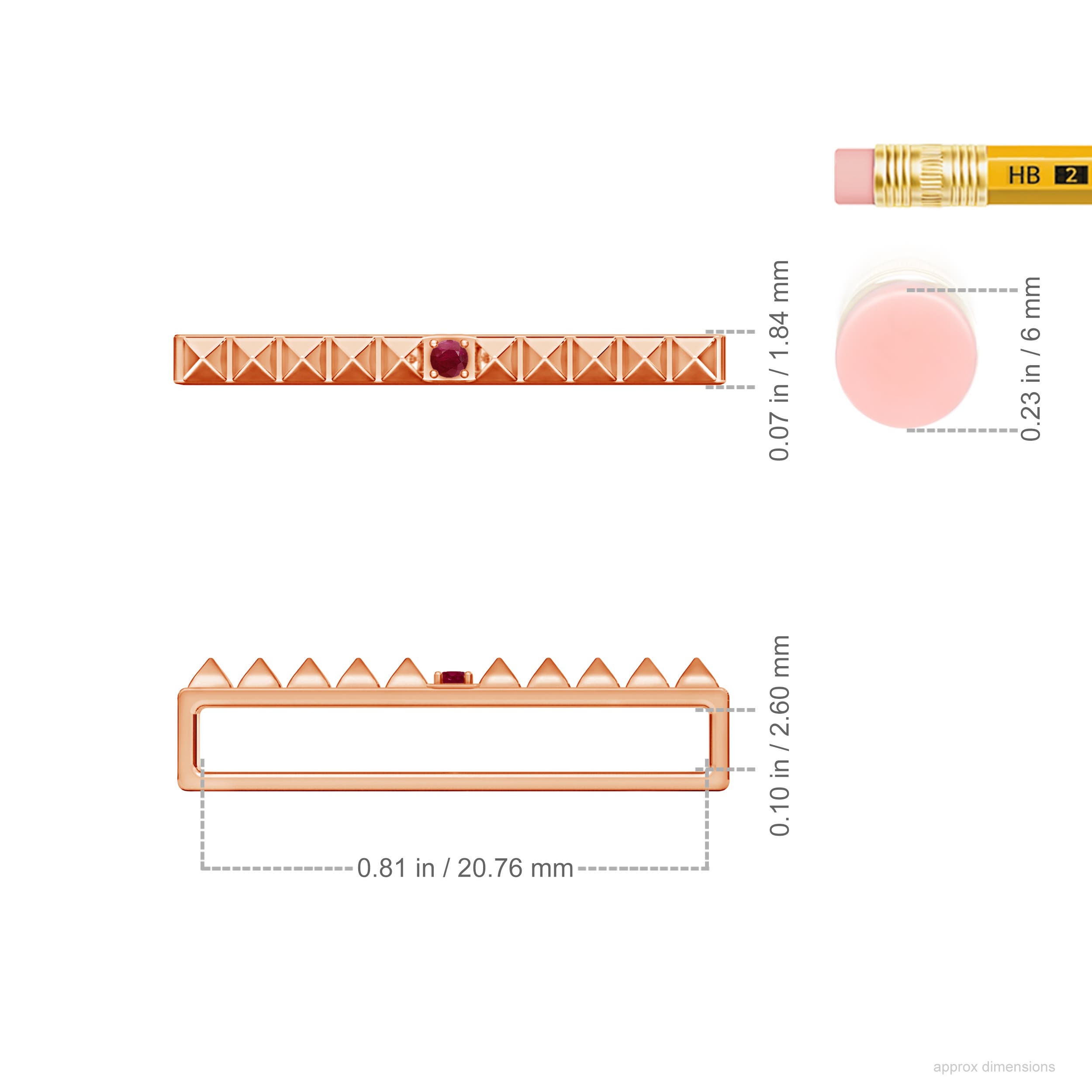 A - Ruby / 0.03 CT / 14 KT Rose Gold