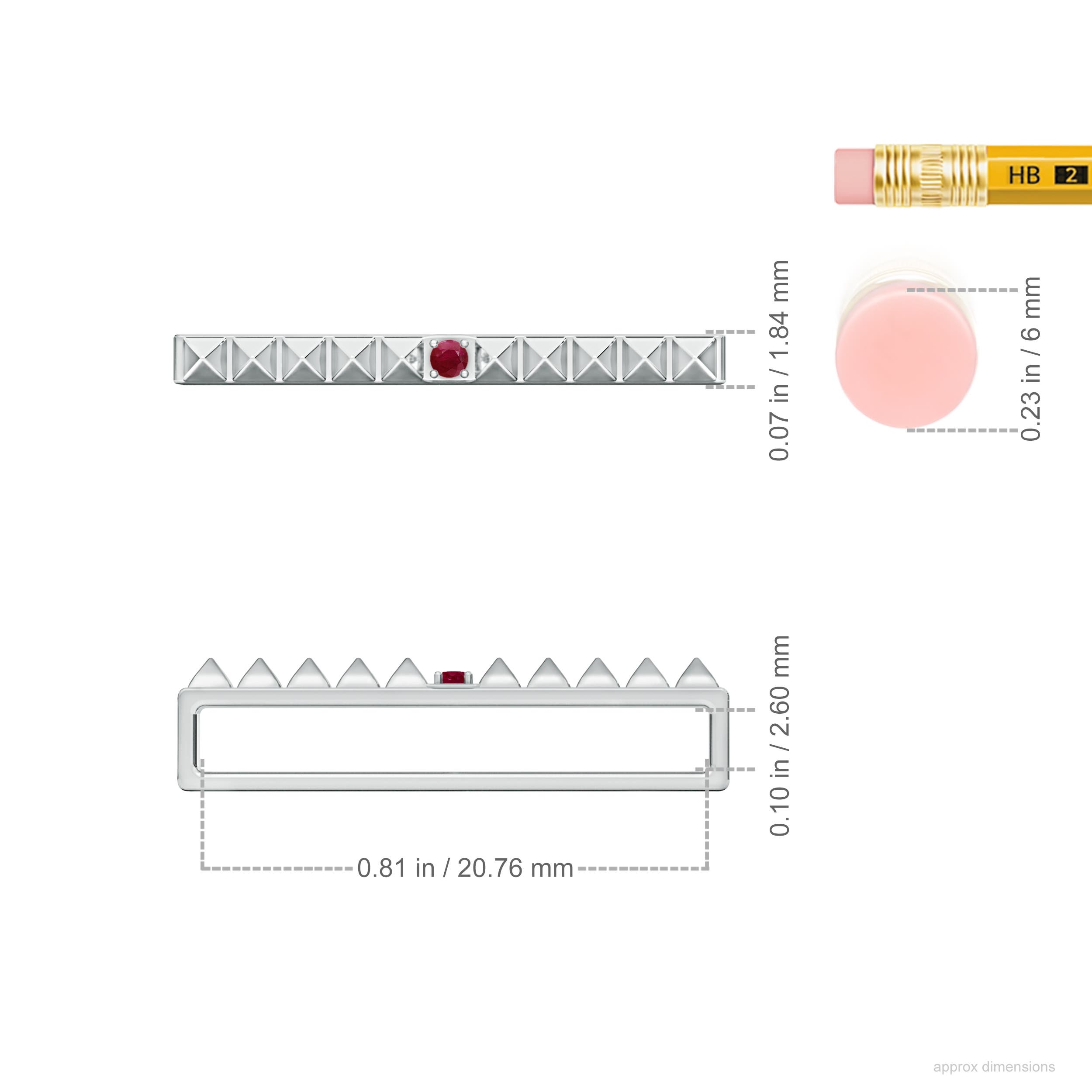 A - Ruby / 0.03 CT / 14 KT White Gold