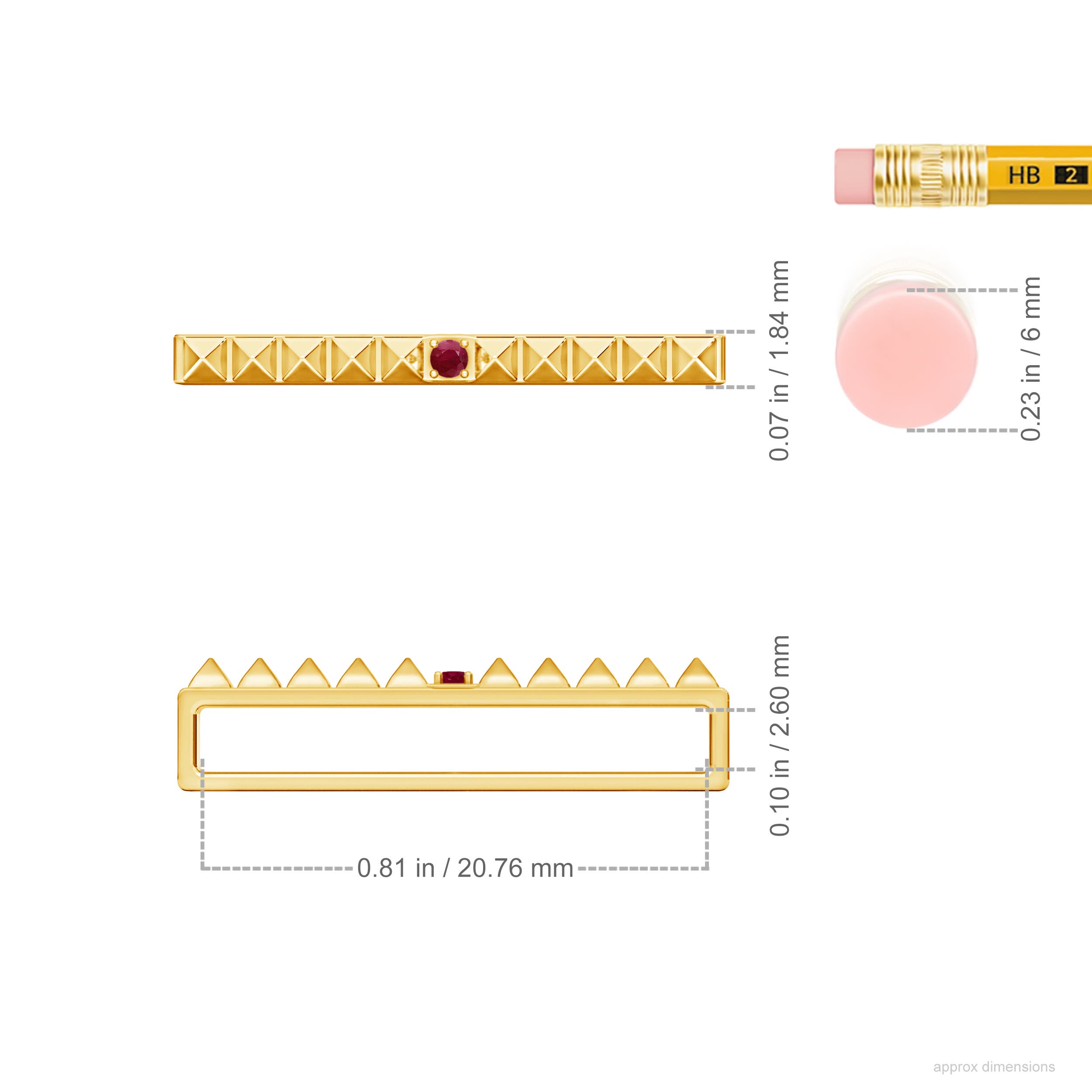 A - Ruby / 0.03 CT / 14 KT Yellow Gold