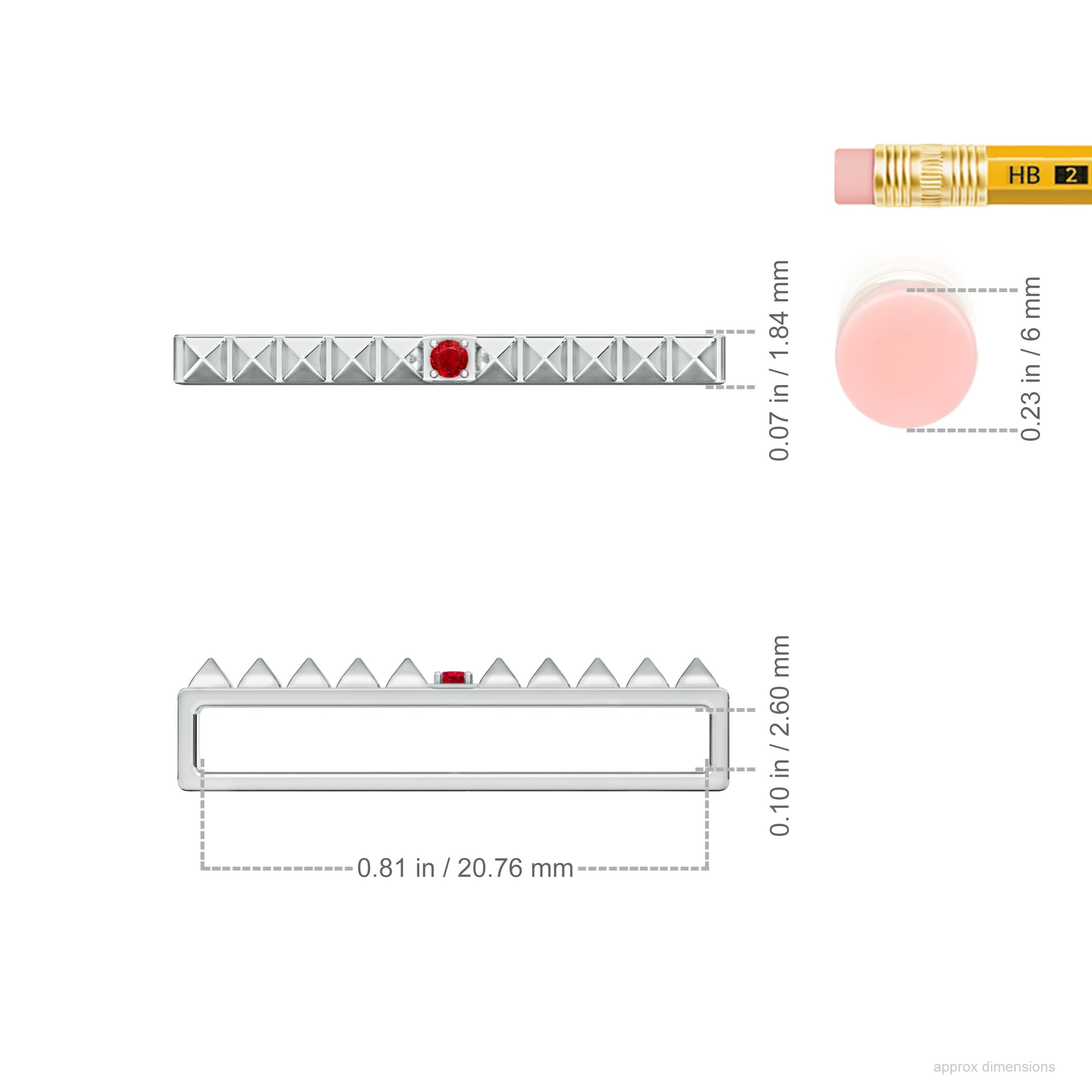 AAA - Ruby / 0.03 CT / 14 KT White Gold