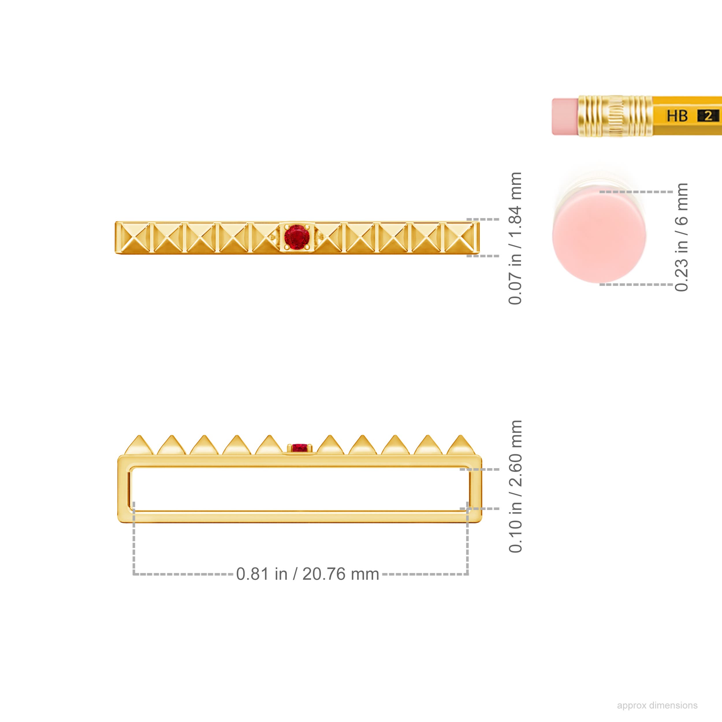 AAA - Ruby / 0.03 CT / 14 KT Yellow Gold