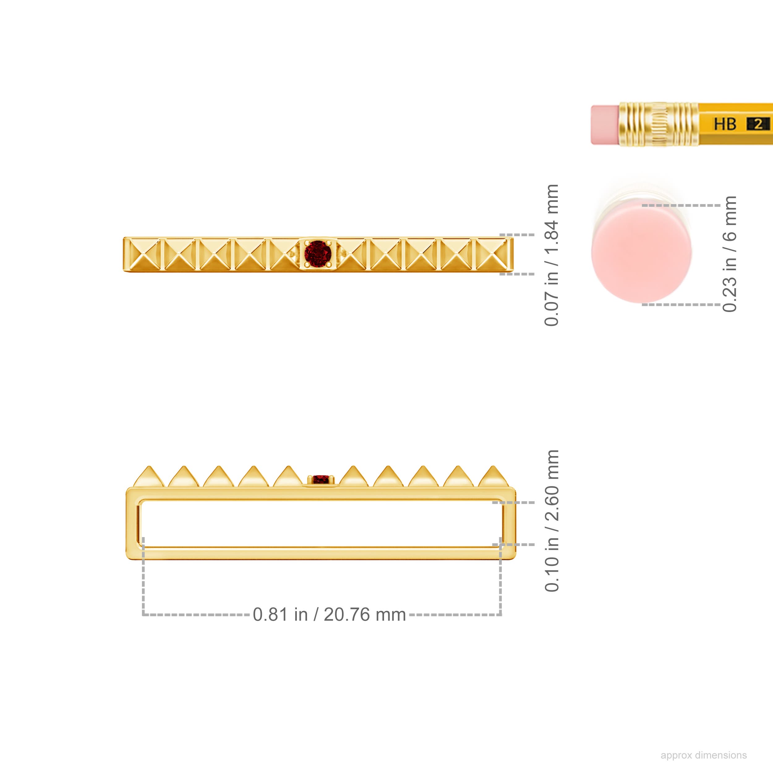 AAAA - Ruby / 0.03 CT / 14 KT Yellow Gold