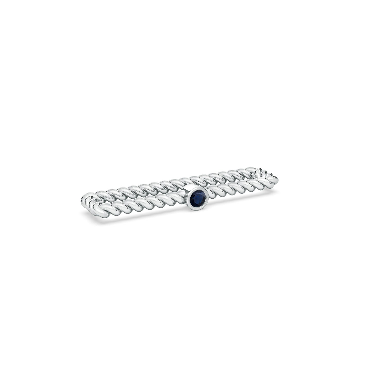 Solitaire Blue Sapphire Twitsted Wire Watch Band