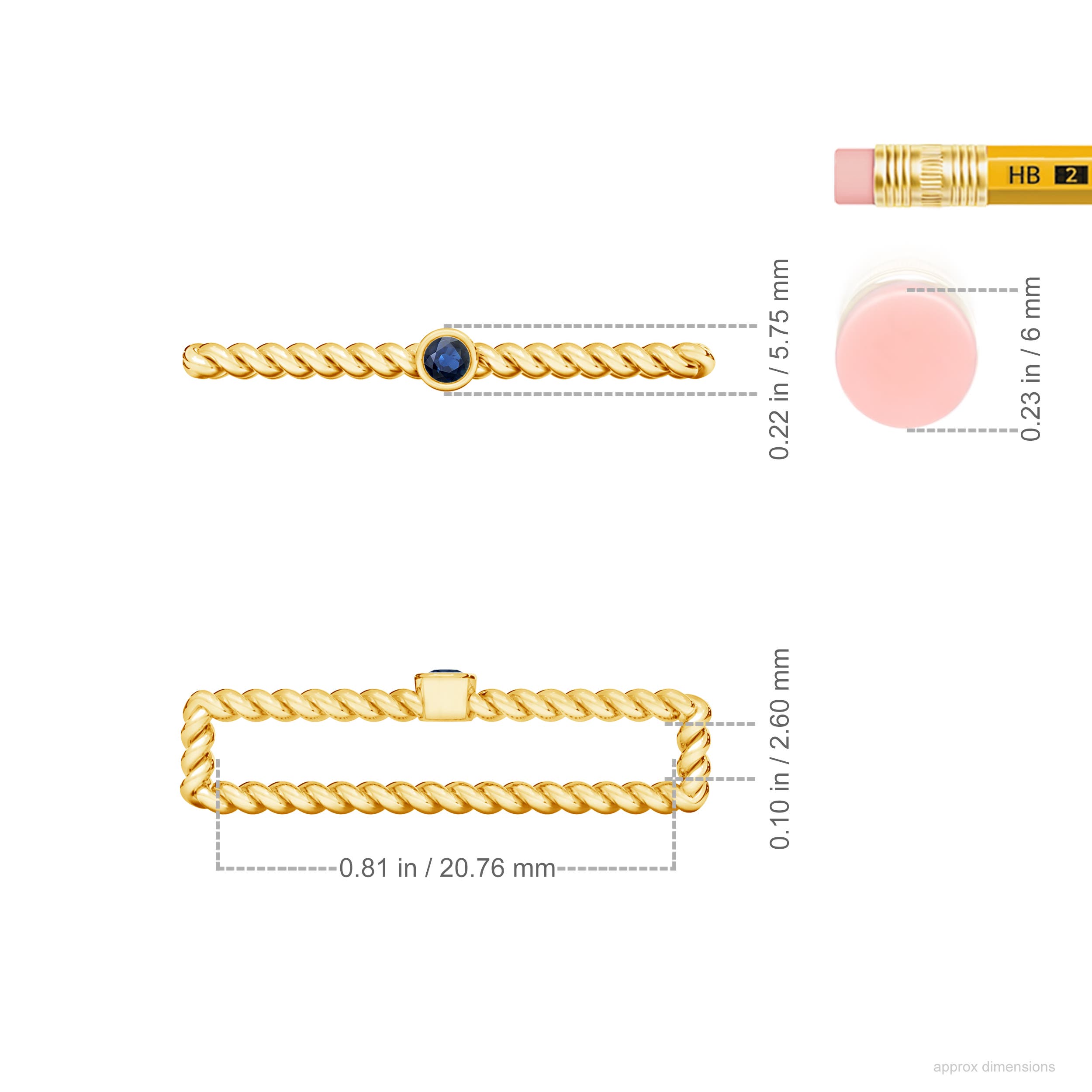 AA - Blue Sapphire / 0.05 CT / 14 KT Yellow Gold