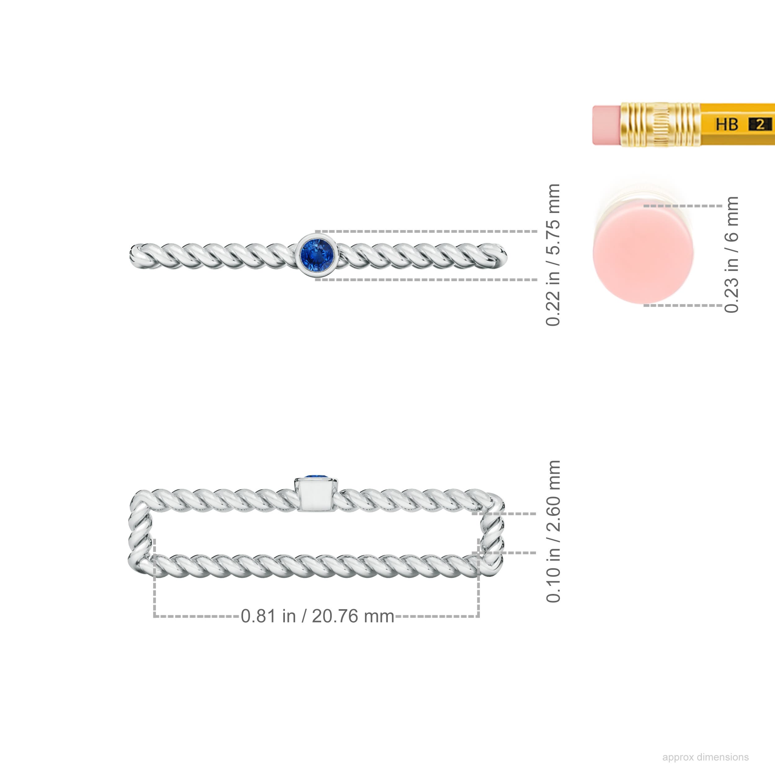 AAA - Blue Sapphire / 0.05 CT / 14 KT White Gold