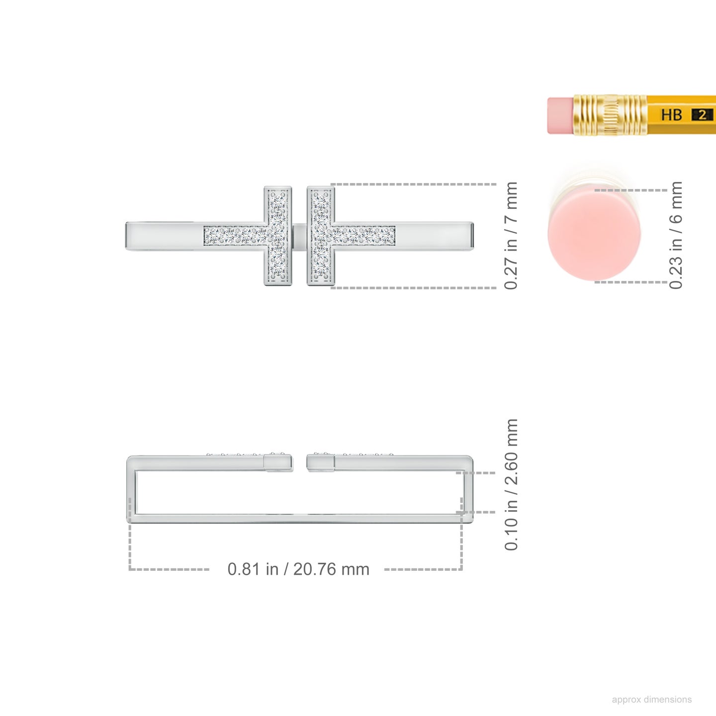 Natural Diamond T-End Open Watch Band