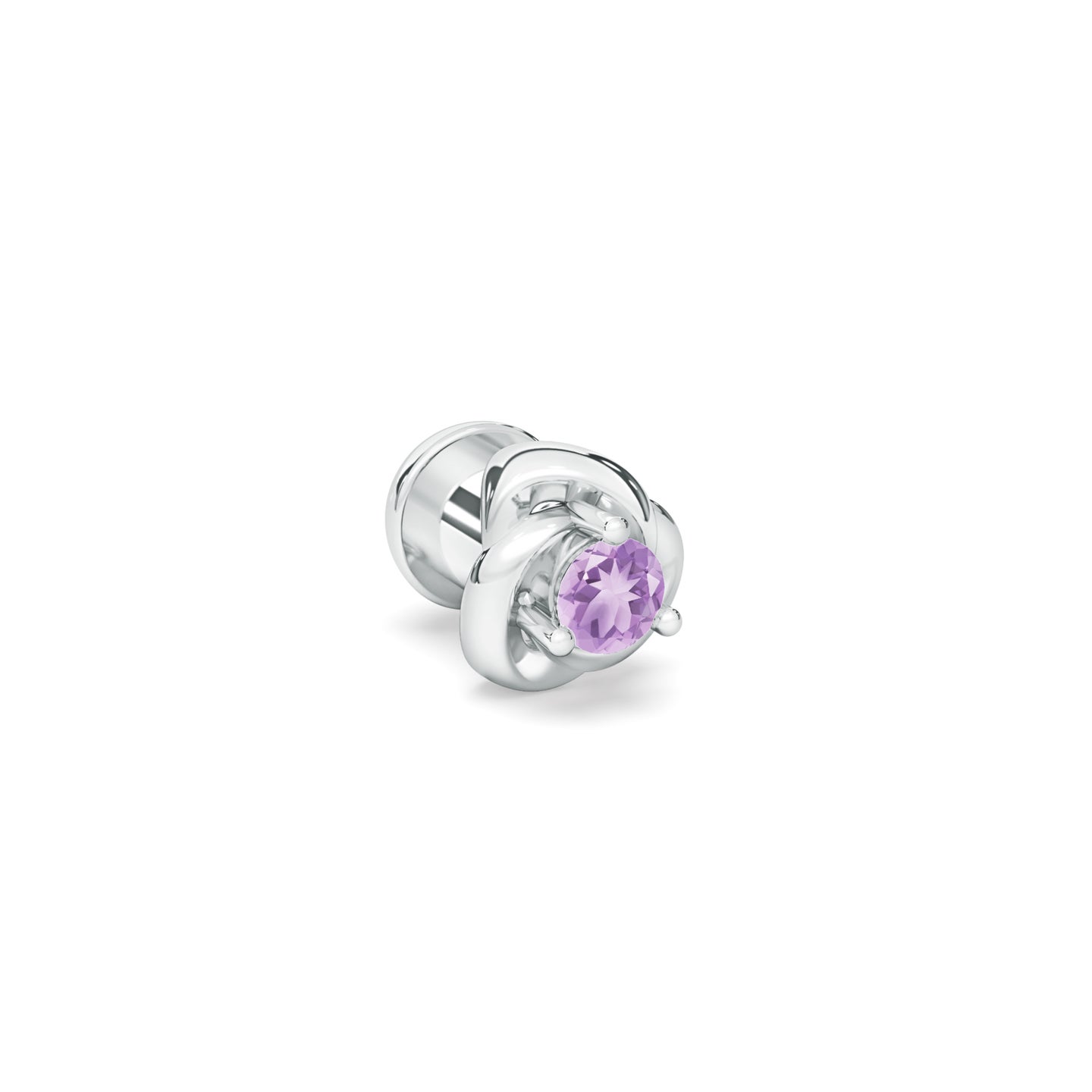 Rose Flower Solitaire Amethyt Watch Button