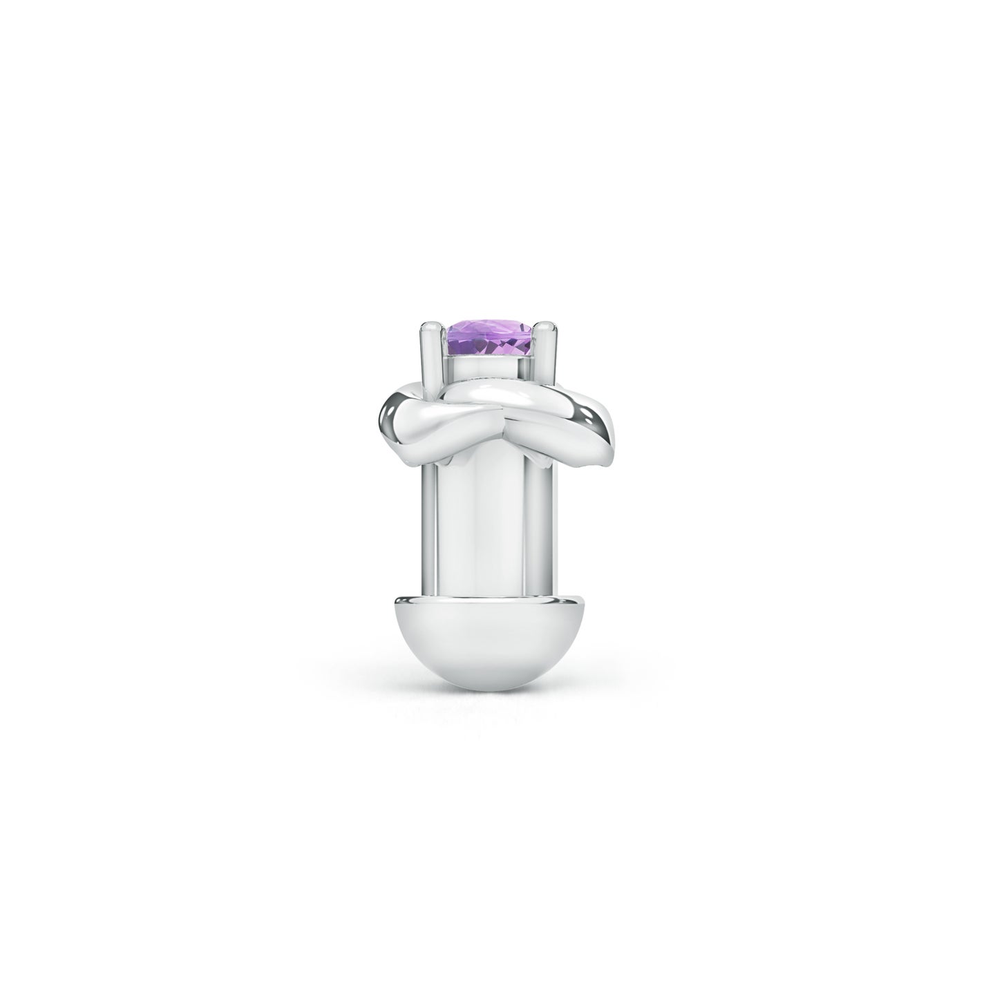 Rose Flower Solitaire Amethyt Watch Button